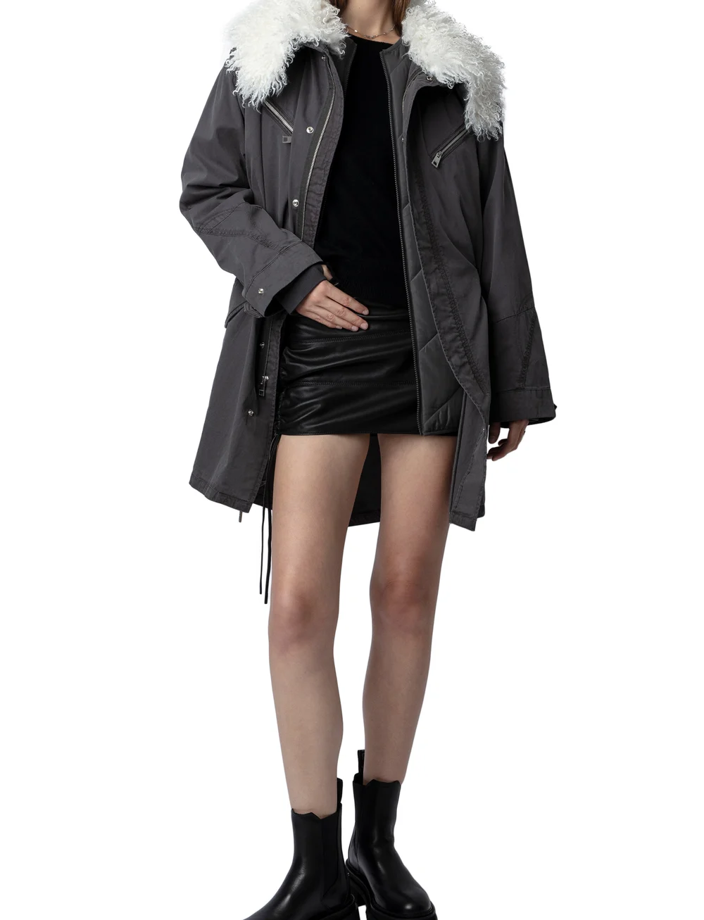 Zadig & Voltaire - KIDEA COTON LAVE - parkas - ardoise - 0