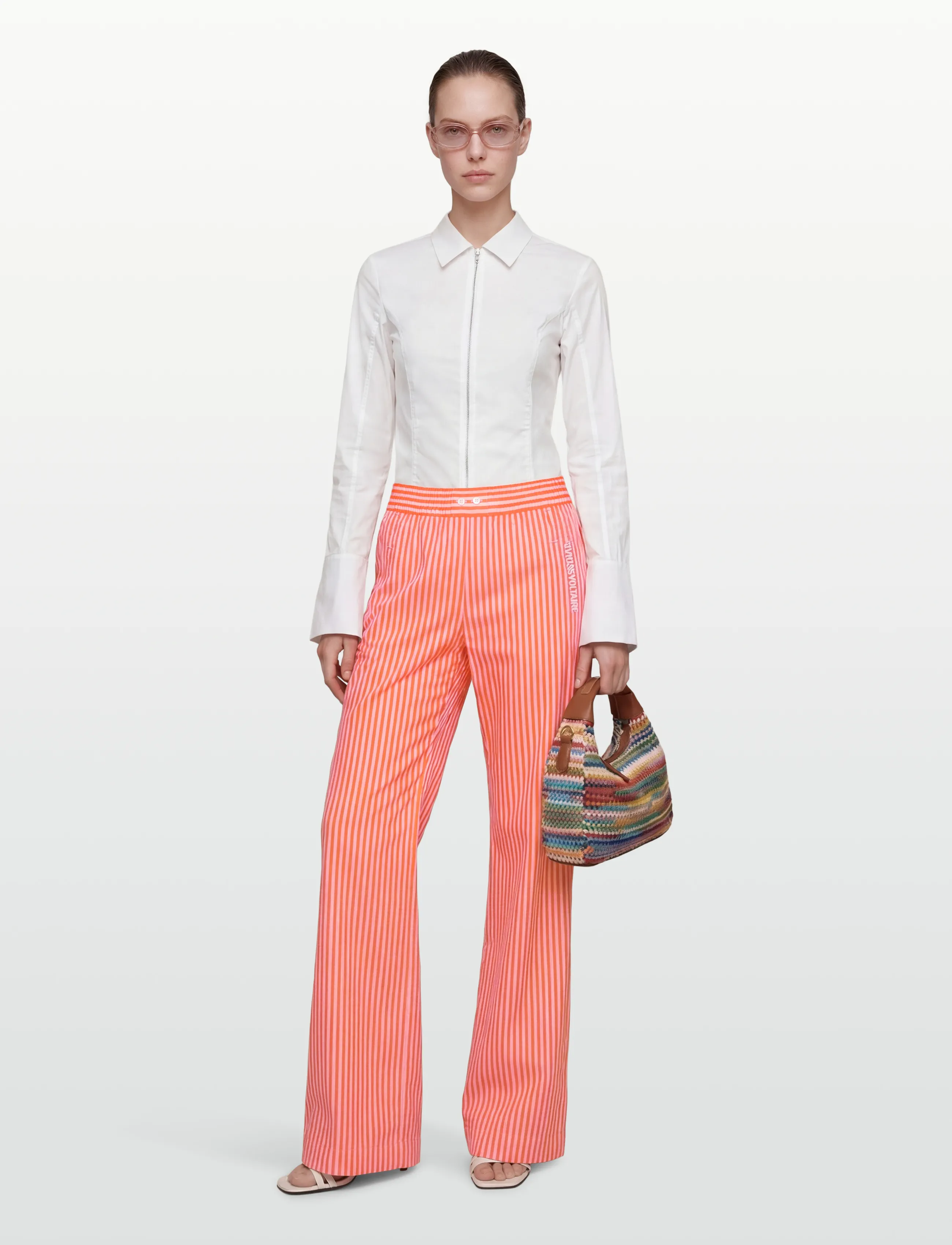 Zadig & Voltaire Poma Pop Raye, 42, Orange, Bukser > Brede Ben, Dame