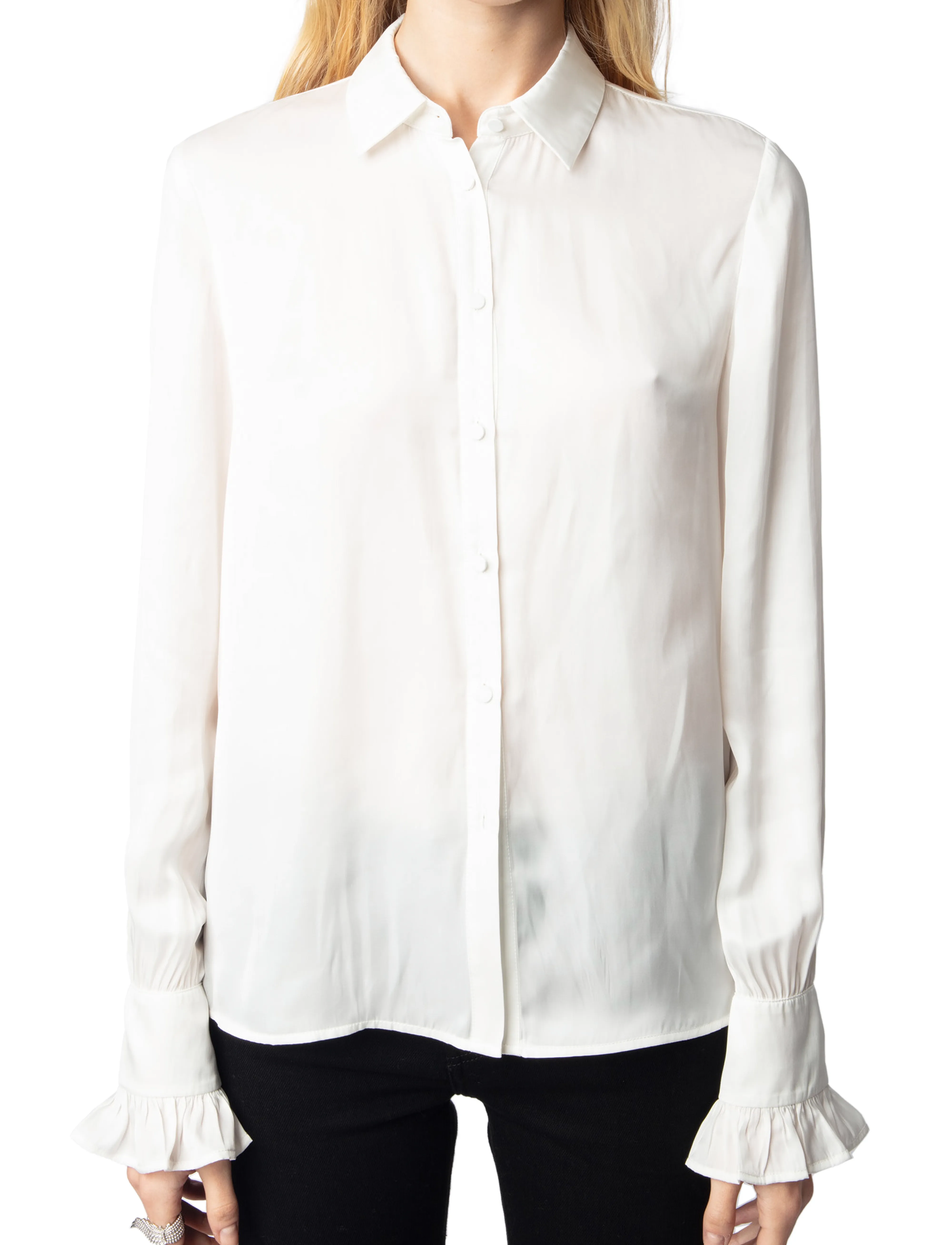 Zadig & Voltaire Thely Satin, L, Cream, Skjorter > Langærmede, Dame