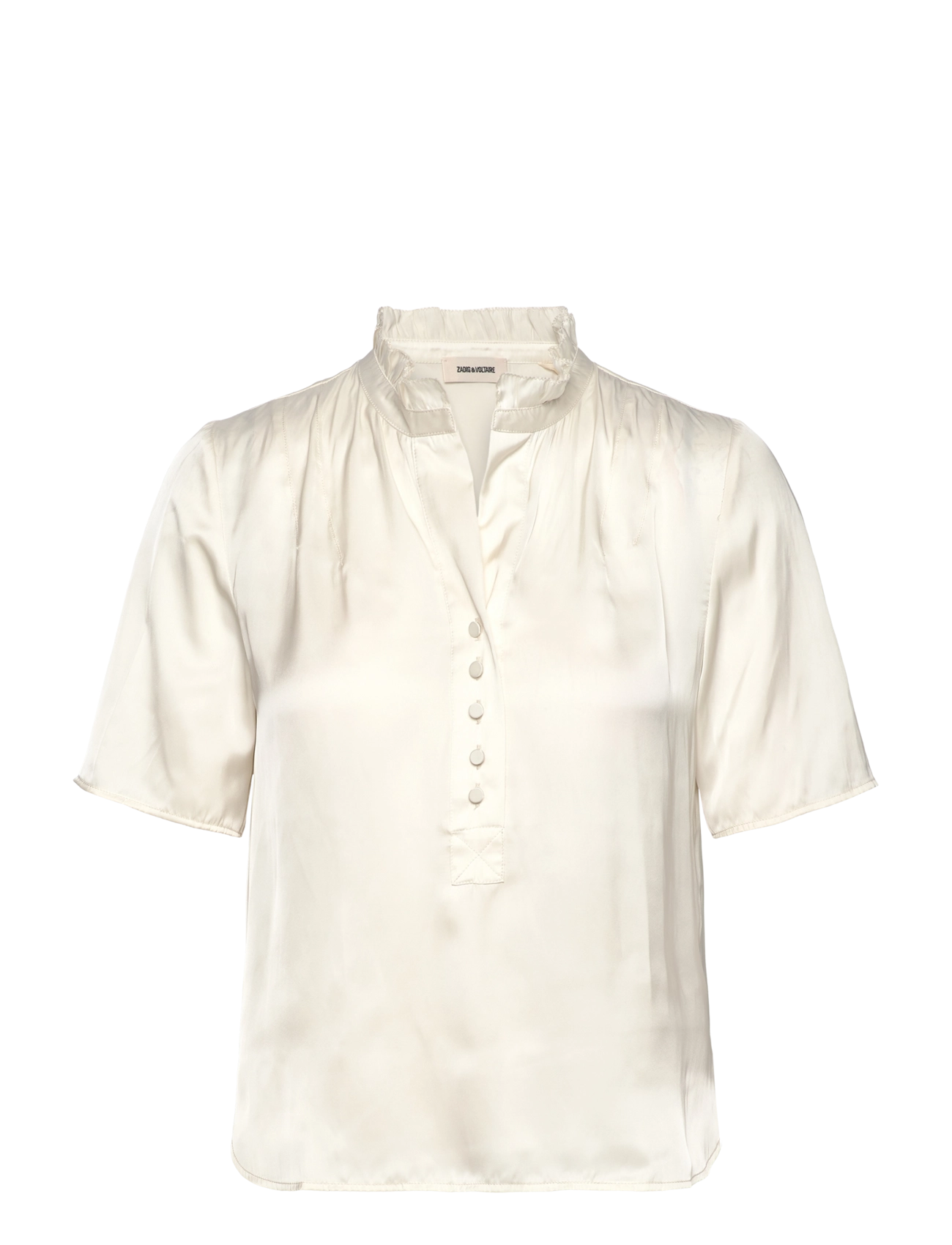 Zadig & Voltaire Topher Satin, L, Cream, Skjorter > Kortærmede, Dame