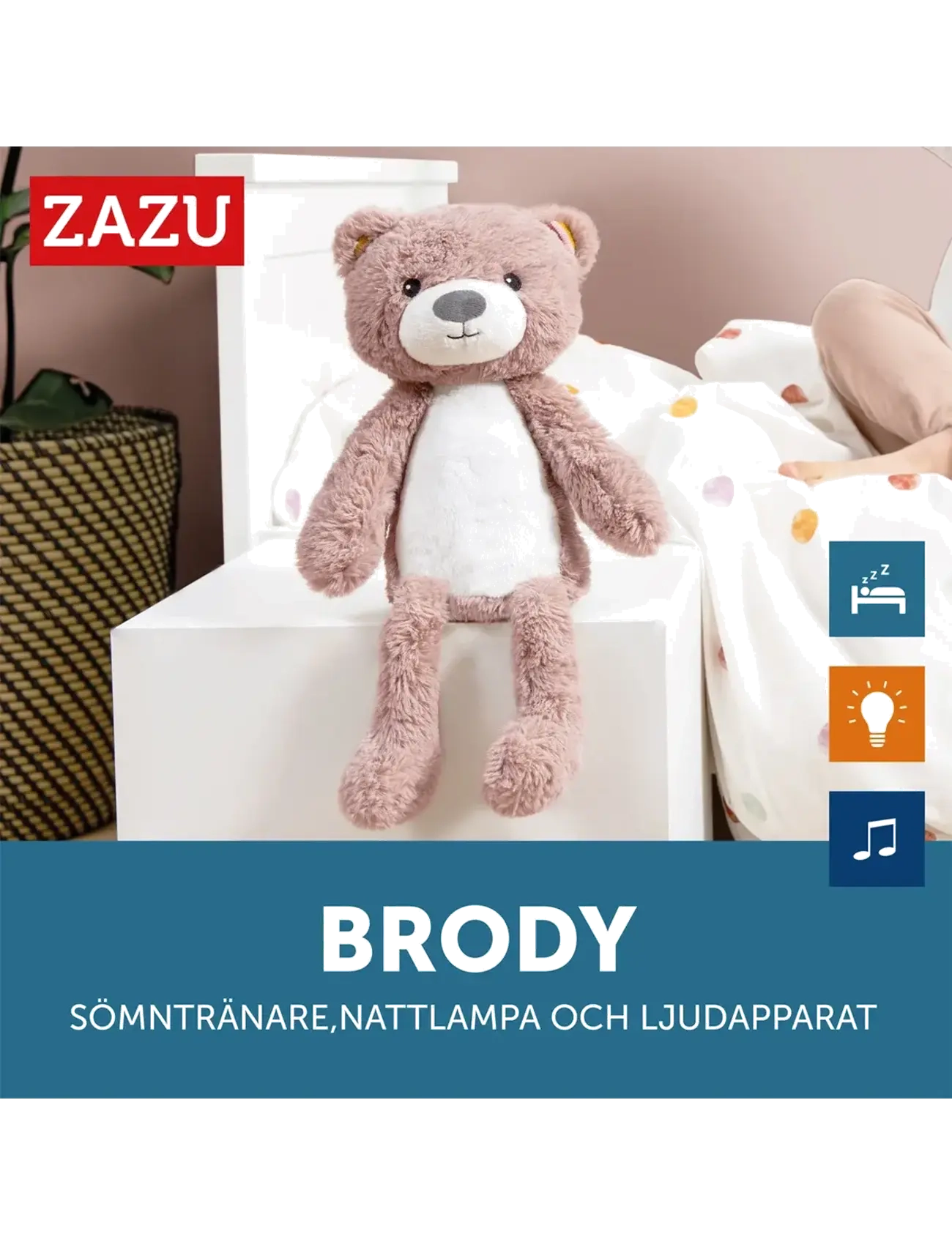 ZAZU - Brody the Bear Sleeptrainer - nachtlampen - pink - 1