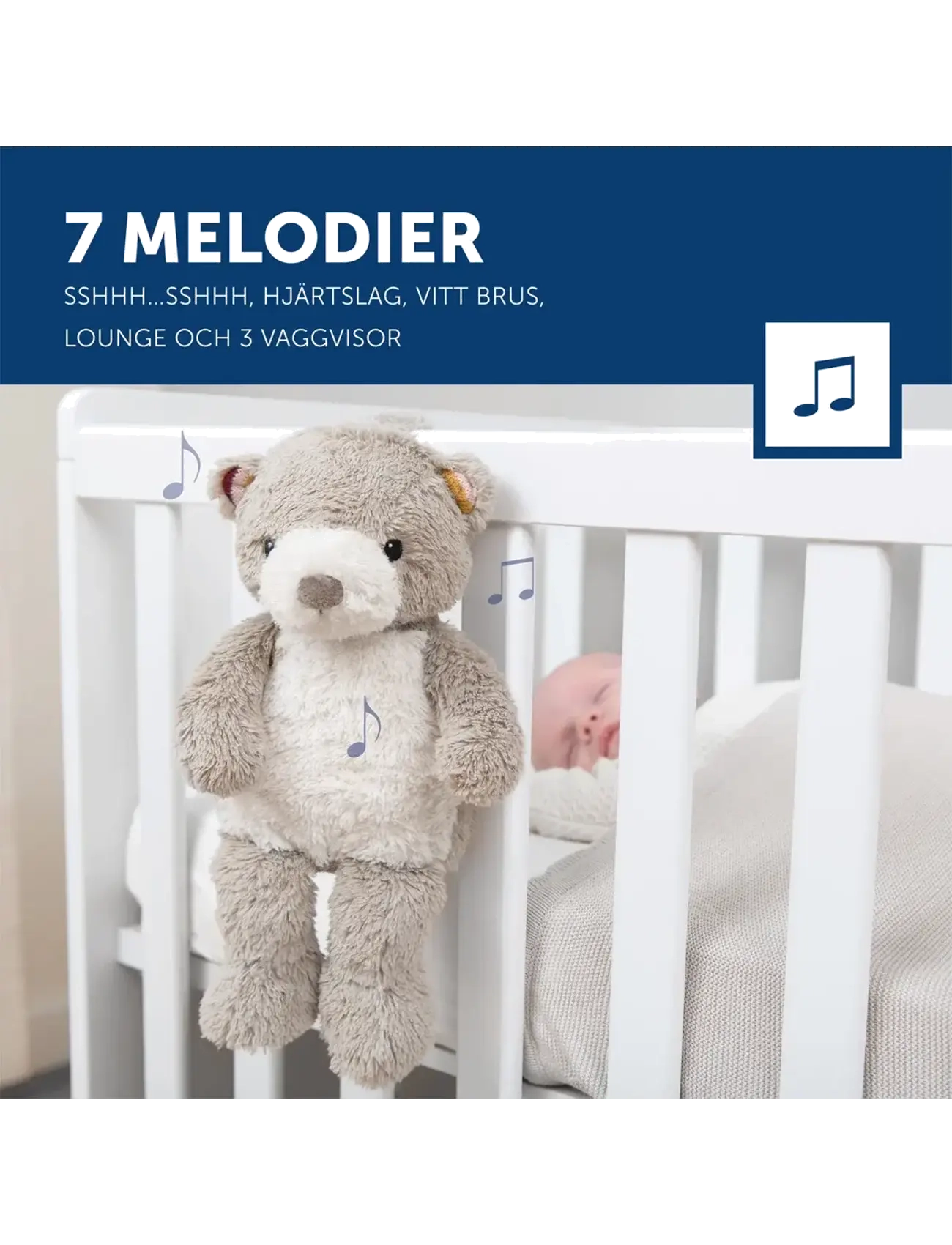 ZAZU - Bruno the Bear Sleep Shusher - nattlamper - beige - 2