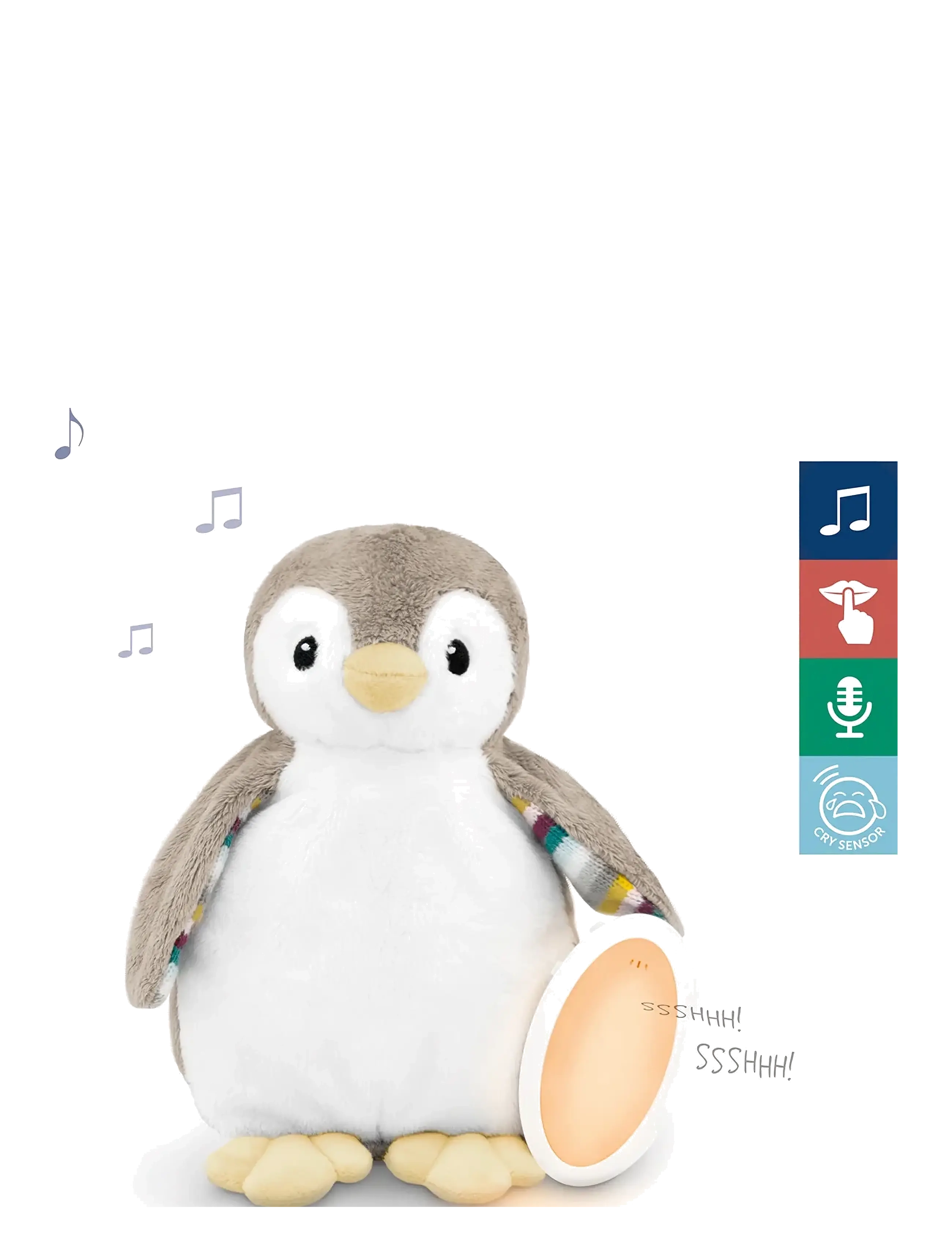 ZAZU Phoebe The Penguin Sleep Shusher, Børn, Musical Plush Legetøj, Grå, Str: ONE SIZE