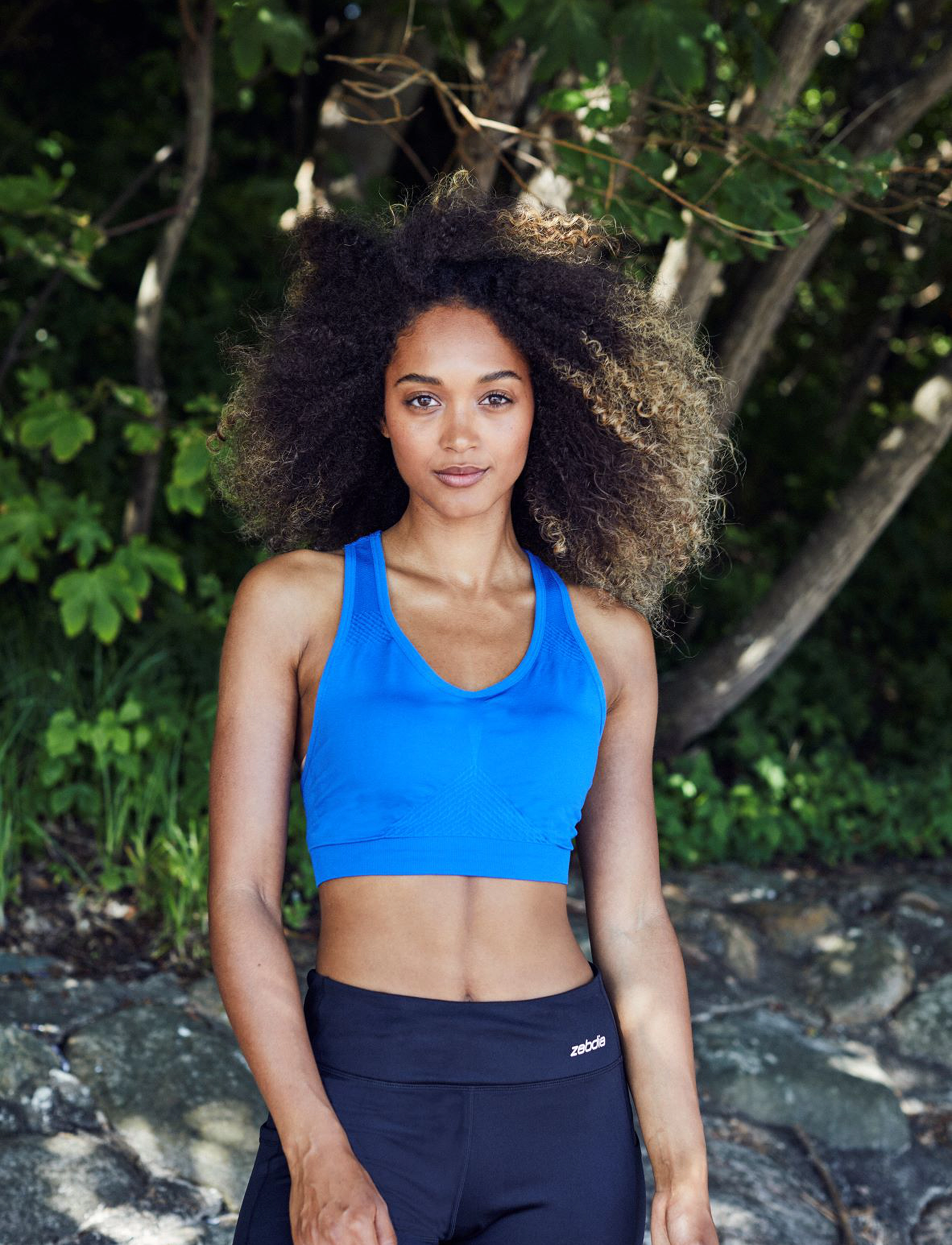 ZEBDIA Seamless Bra, Kvinder, Sømløs Sports-bh, Blå, Str: XS-S