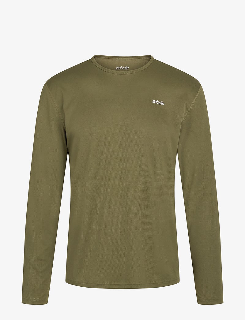 ZEBDIA - Men L/S Sports Tee - langarmshirts - army - 1