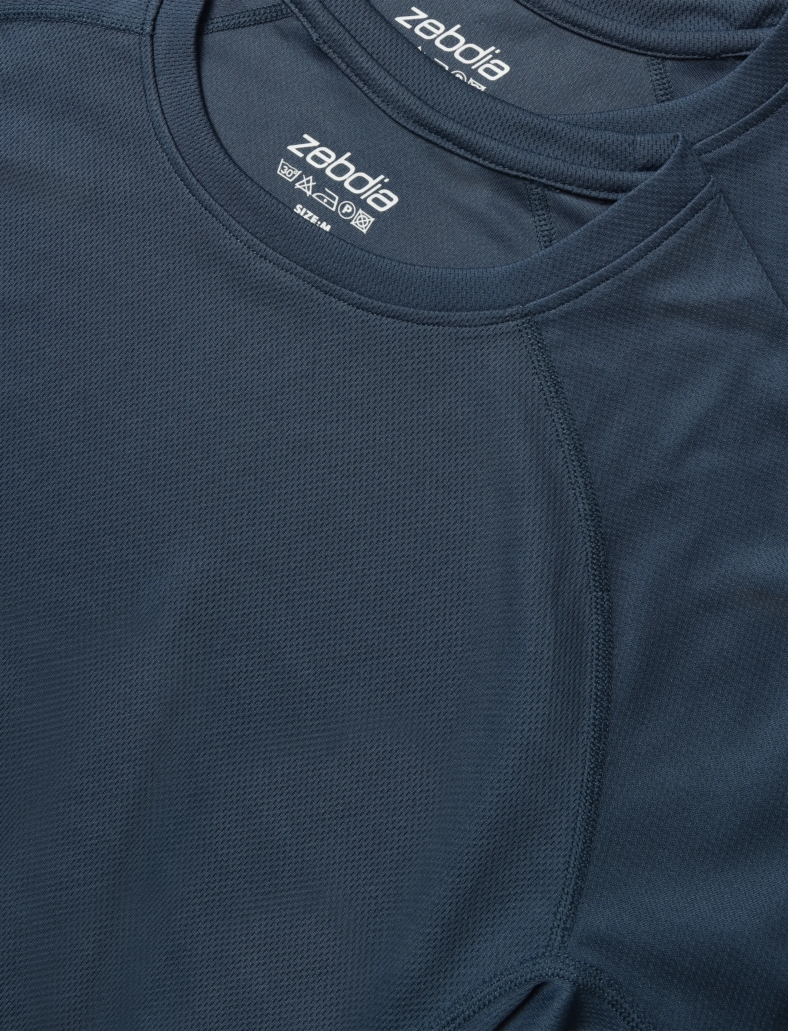 ZEBDIA - Men Sports Shortsleeved T-Shirt 2-Pack - langarmshirts - navy - 2