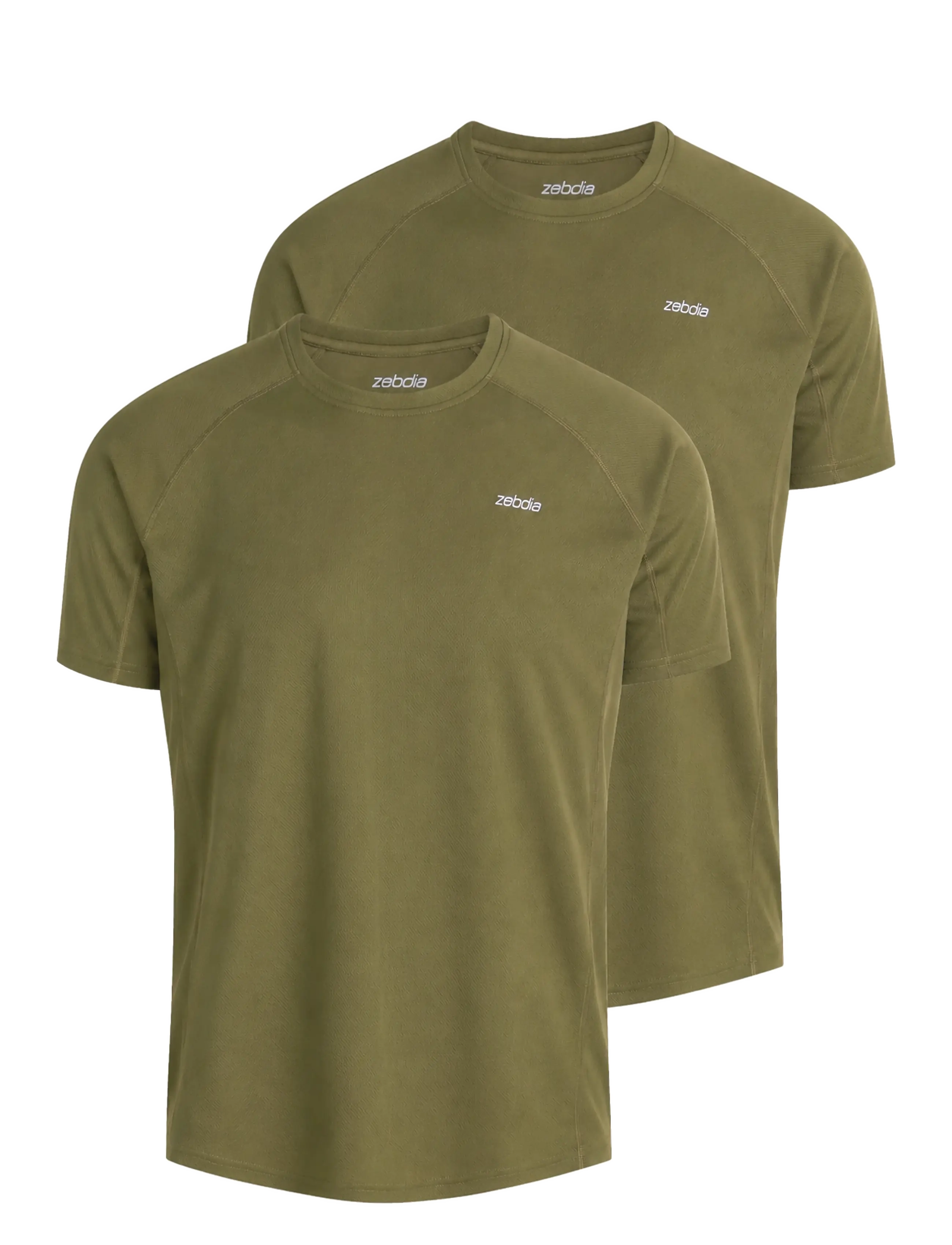 ZEBDIA Herren Sport T-Shirt/Chest Print 2-Pack Khaki - L - Herren