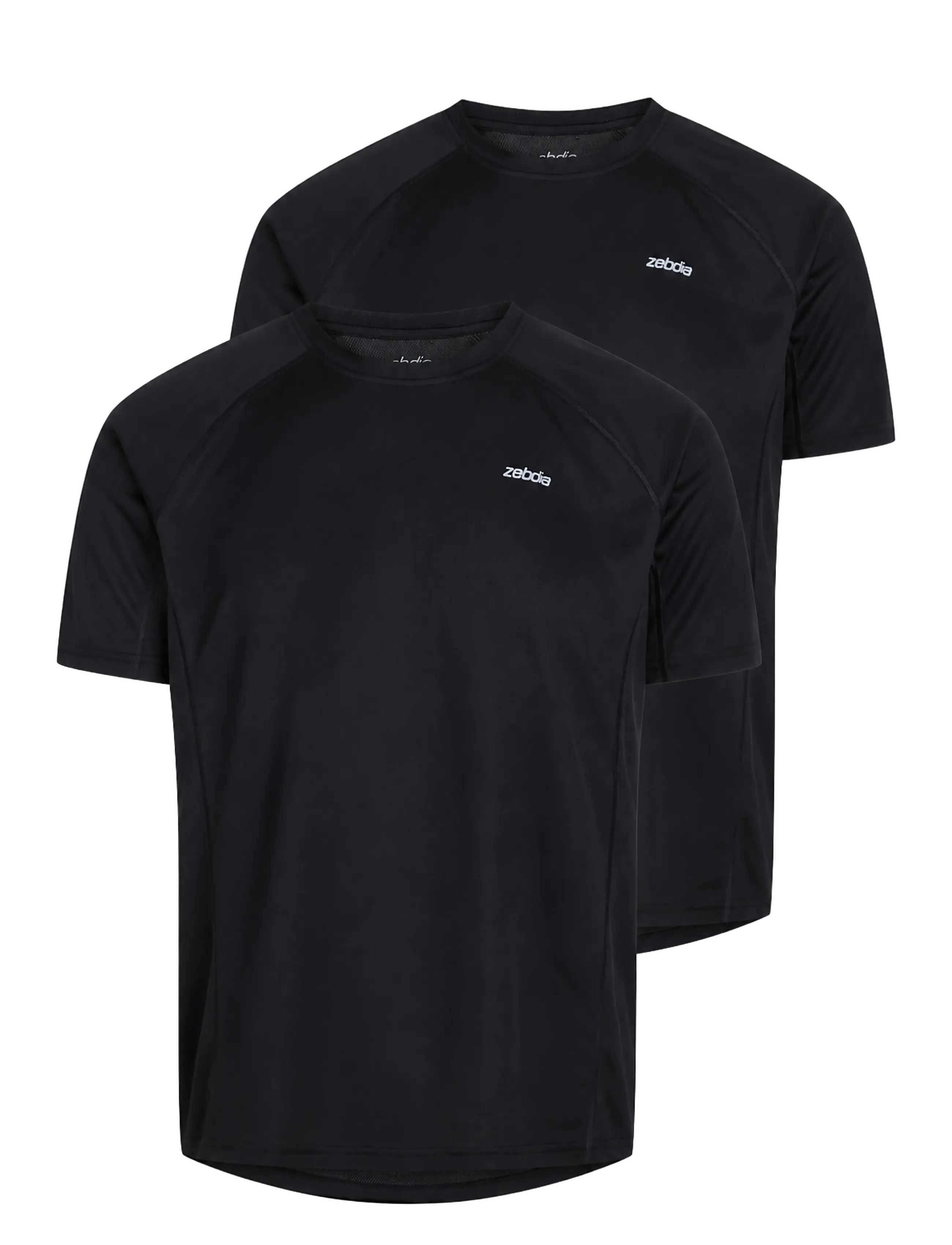 ZEBDIA Herren Sport T-Shirt/Chest Print 2-Pack Schwarz - XL - Herren