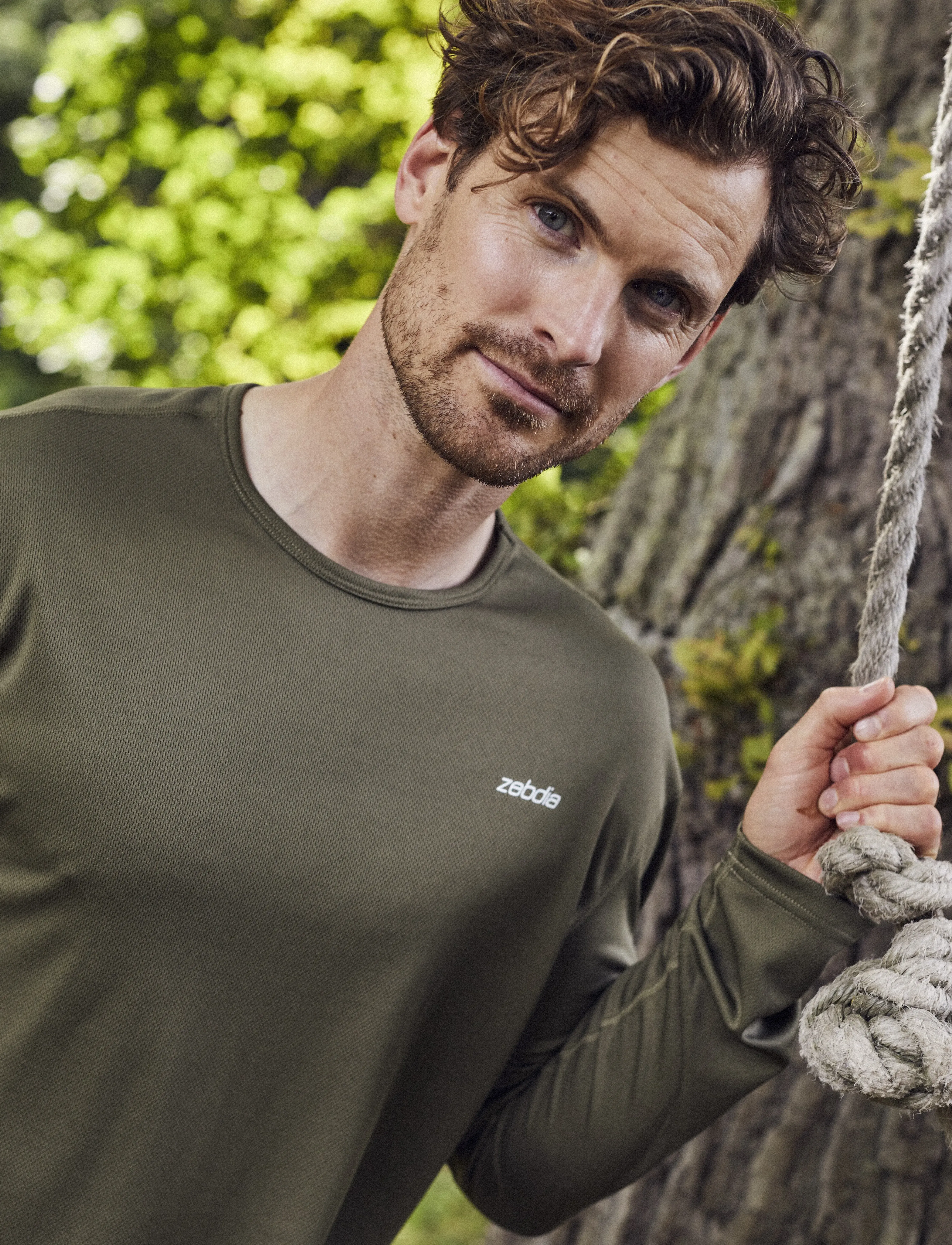ZEBDIA Men L/S Sports Tee, L, Sport Oberteile, Khakigrün - Long Sleeved Männerswear