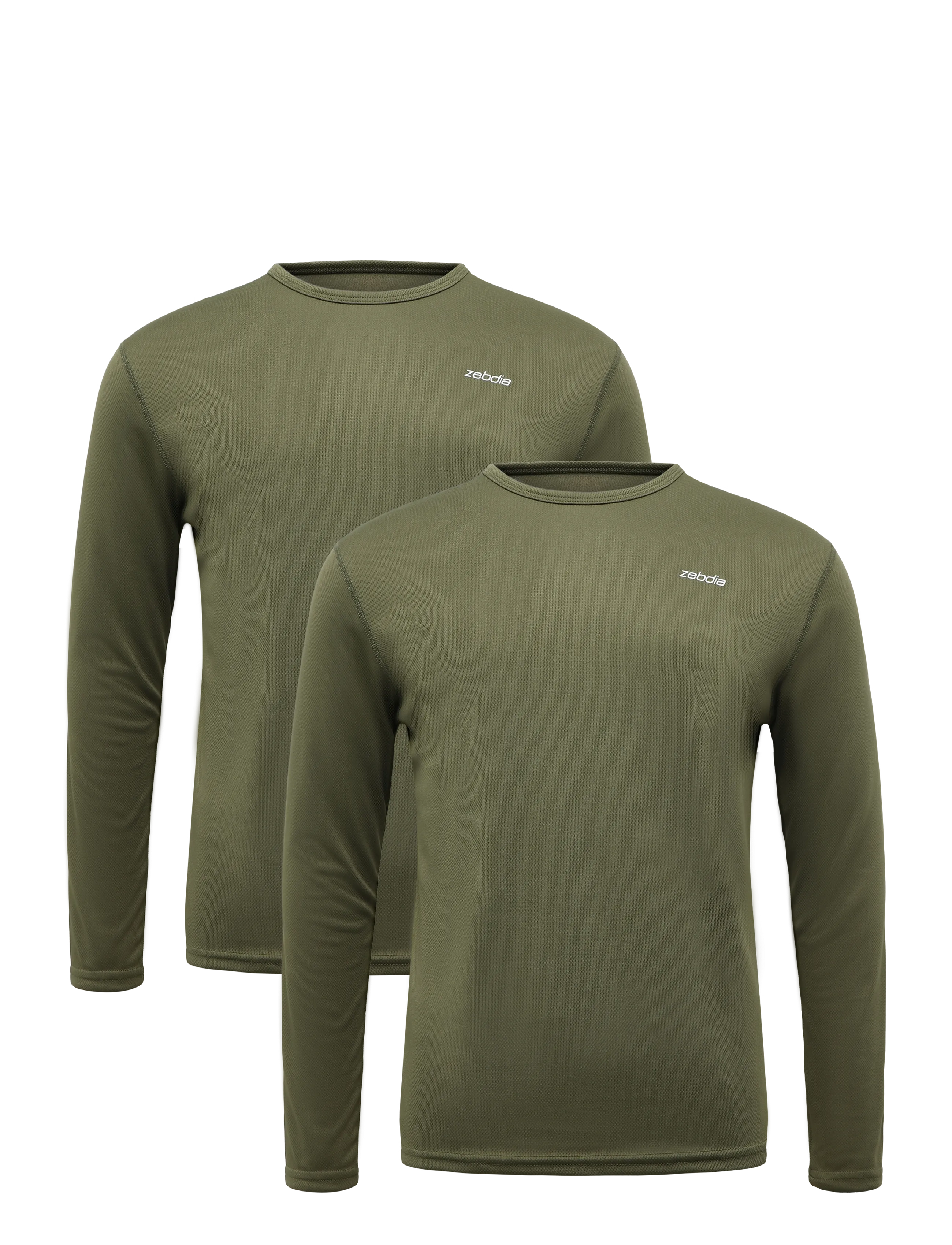 ZEBDIA Herren Longsleeved Sport Tee 2-Pack Khaki - M - Herren