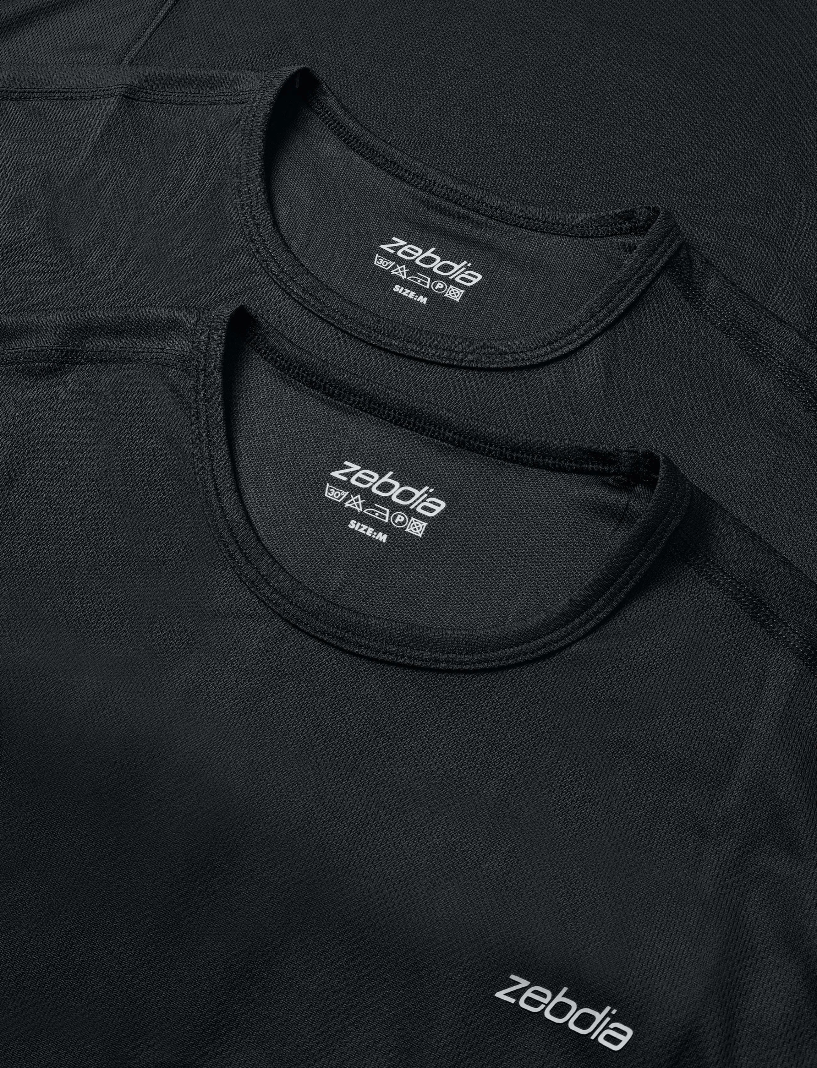 ZEBDIA - Men Longsleeved Sports Tee 2-Pack - langærmede overdele - black - 2