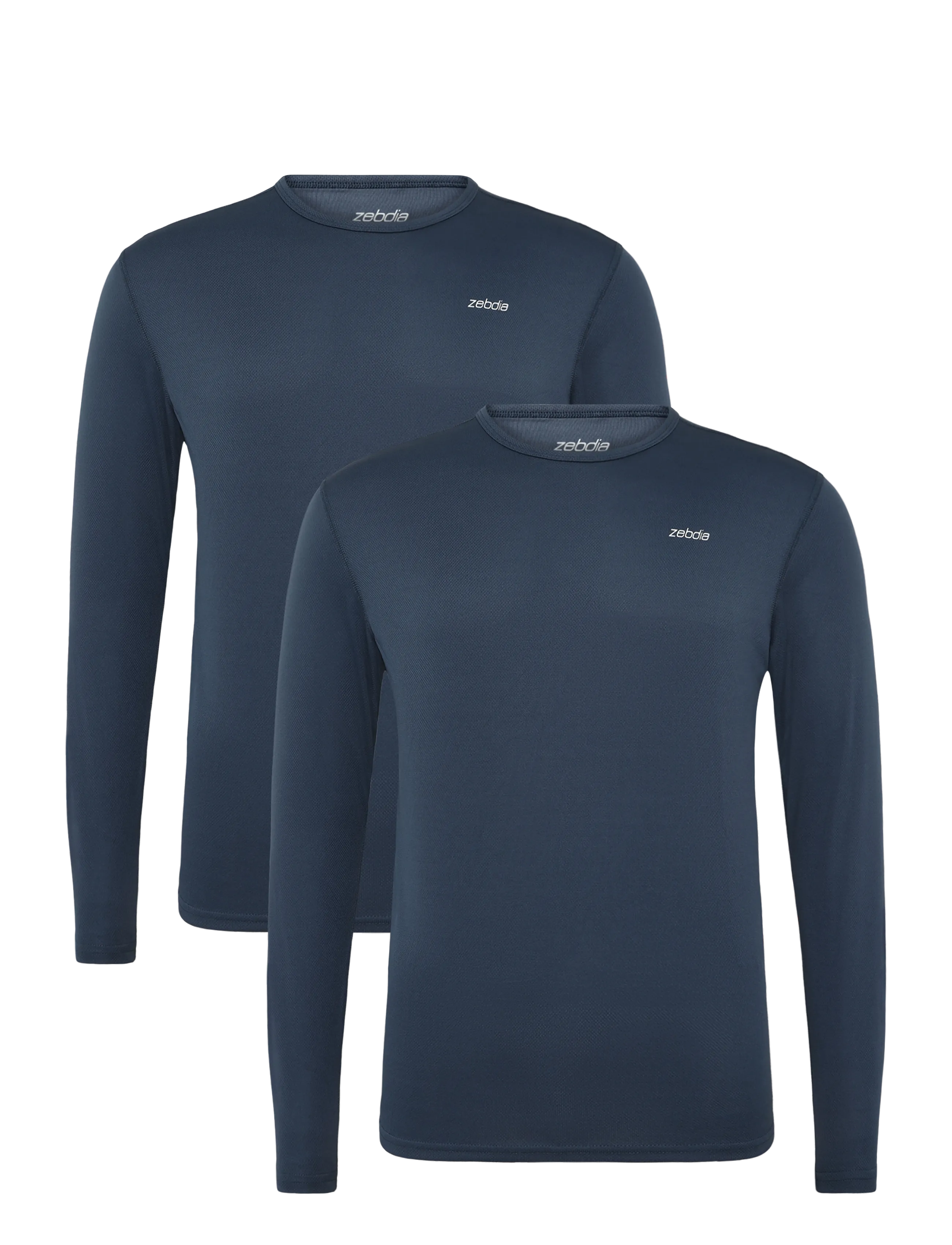 ZEBDIA Herren Longsleeved Sport Tee 2-Pack Navy - M - Herren
