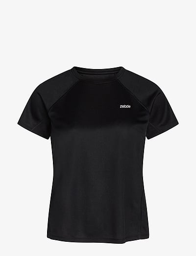 ZEBDIA Women Sports T-Shirt with Chest Print - T-Shirts - BLACK / black