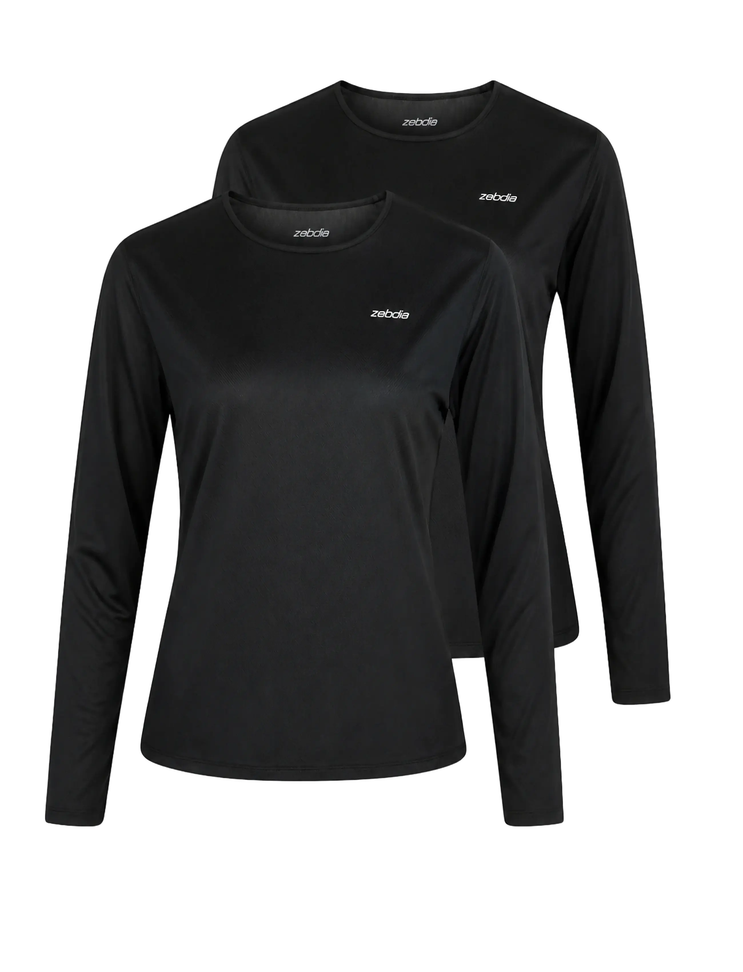 ZEBDIA Damen L/S Sport Tee 2-Pack Schwarz - M - Damen