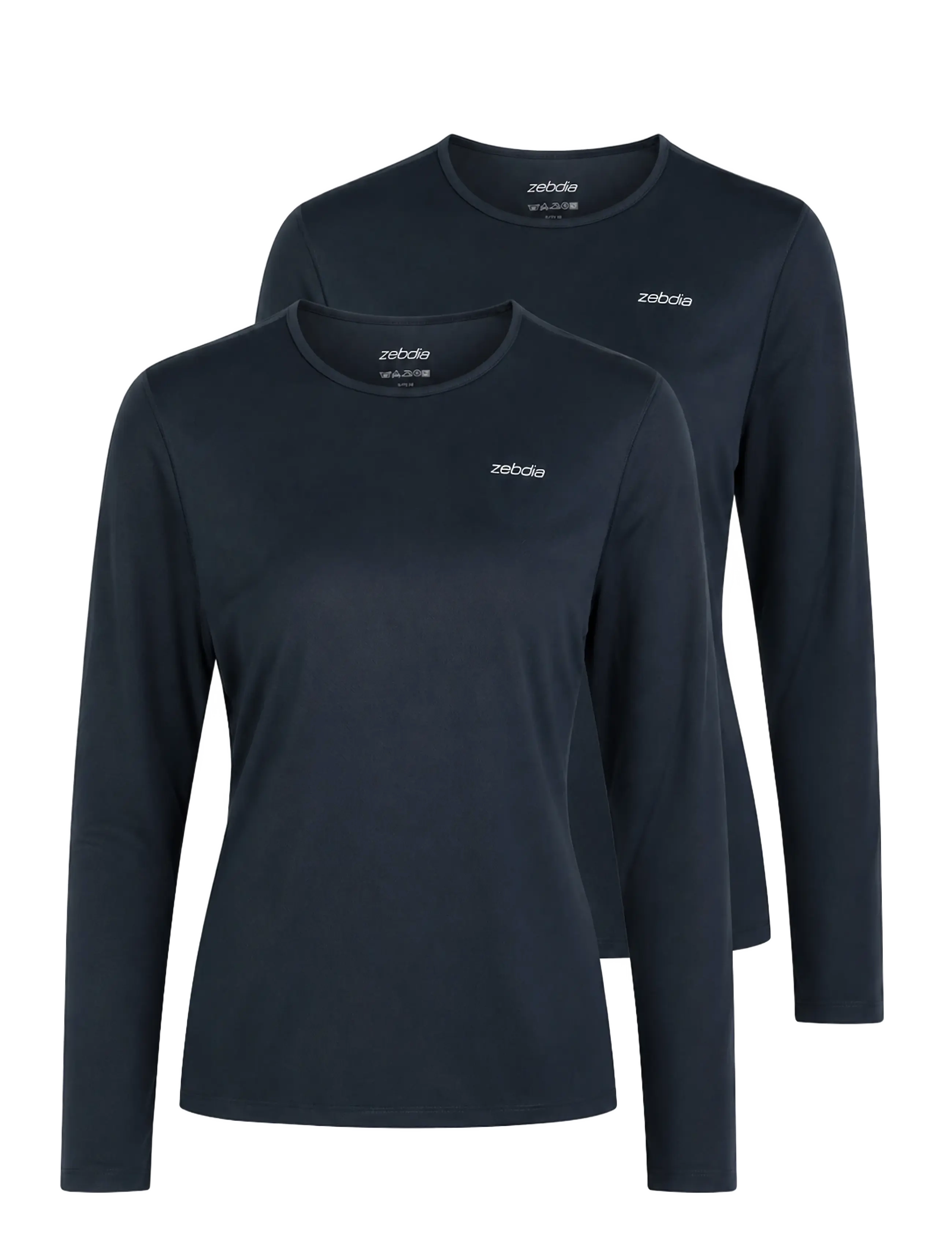 ZEBDIA Women L/S Sports Tee 2-Pack - Clothing - NAVY / navy