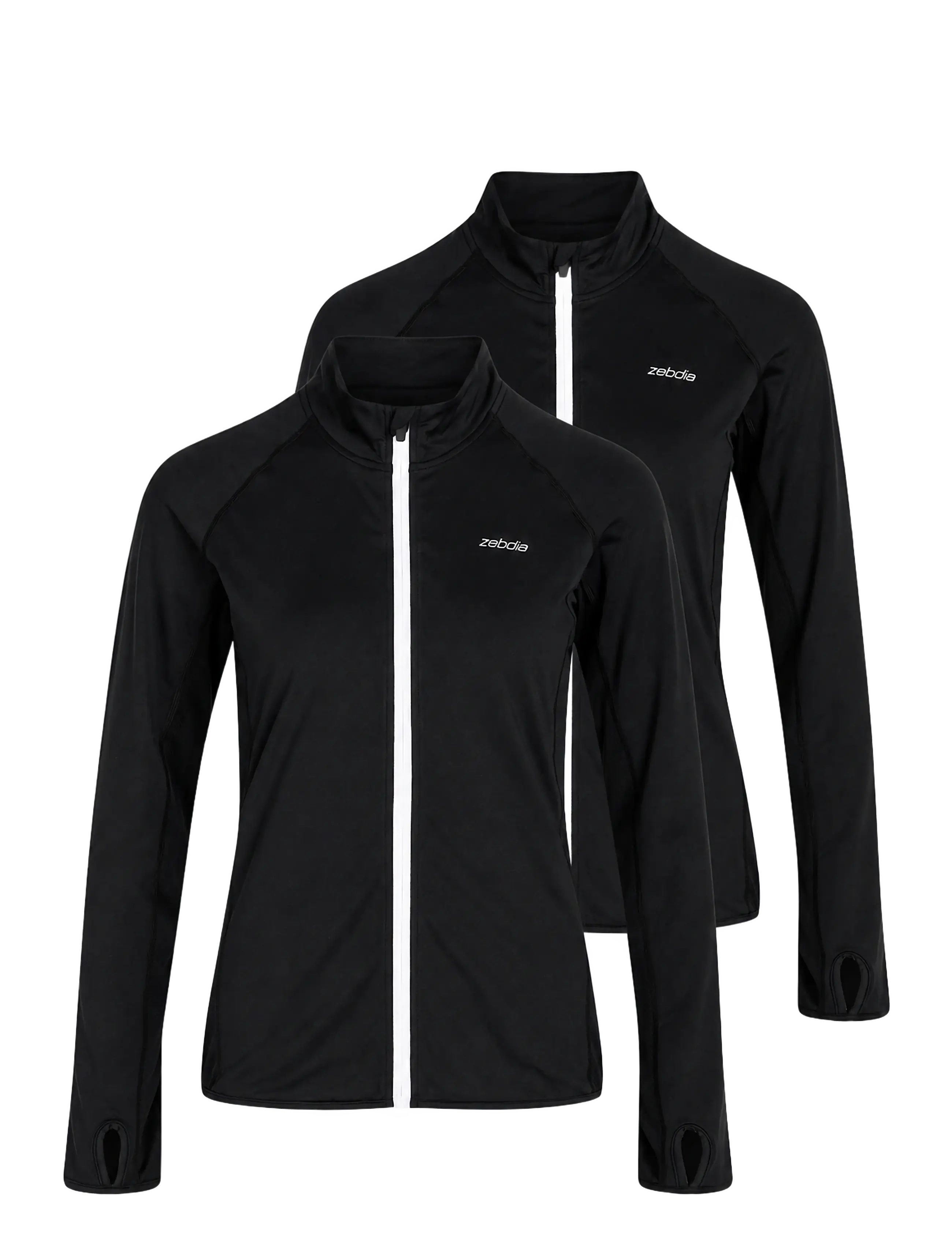 ZEBDIA Damen Sport Jacke 2-Pack Schwarz - S - Damen