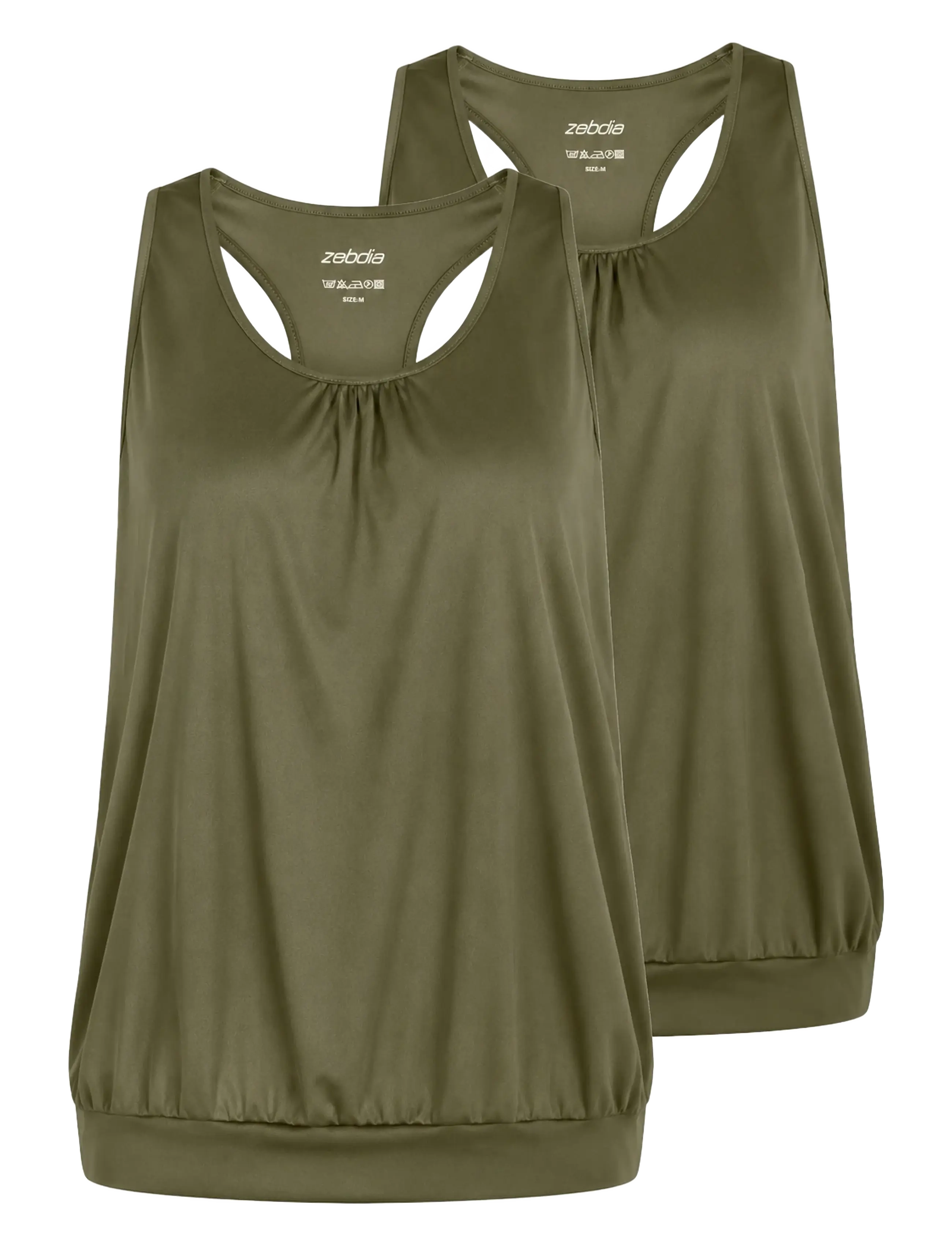 ZEBDIA Damen Sport Oberteil 2-Pack Khaki - M - Damen