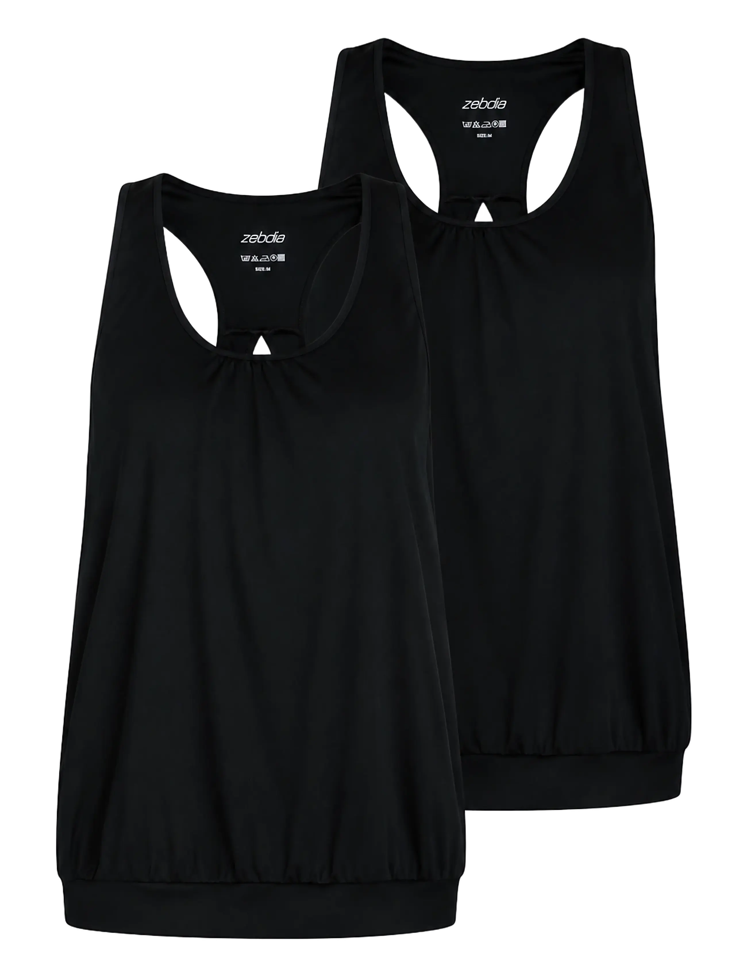 ZEBDIA Damen Sport Oberteil 2-Pack Schwarz - M - Damen