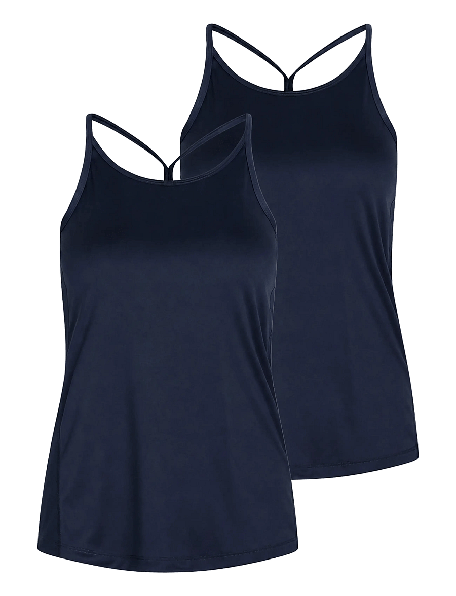 ZEBDIA - Women Sports Strap Top 2-Pack - tank tops - navy - 0