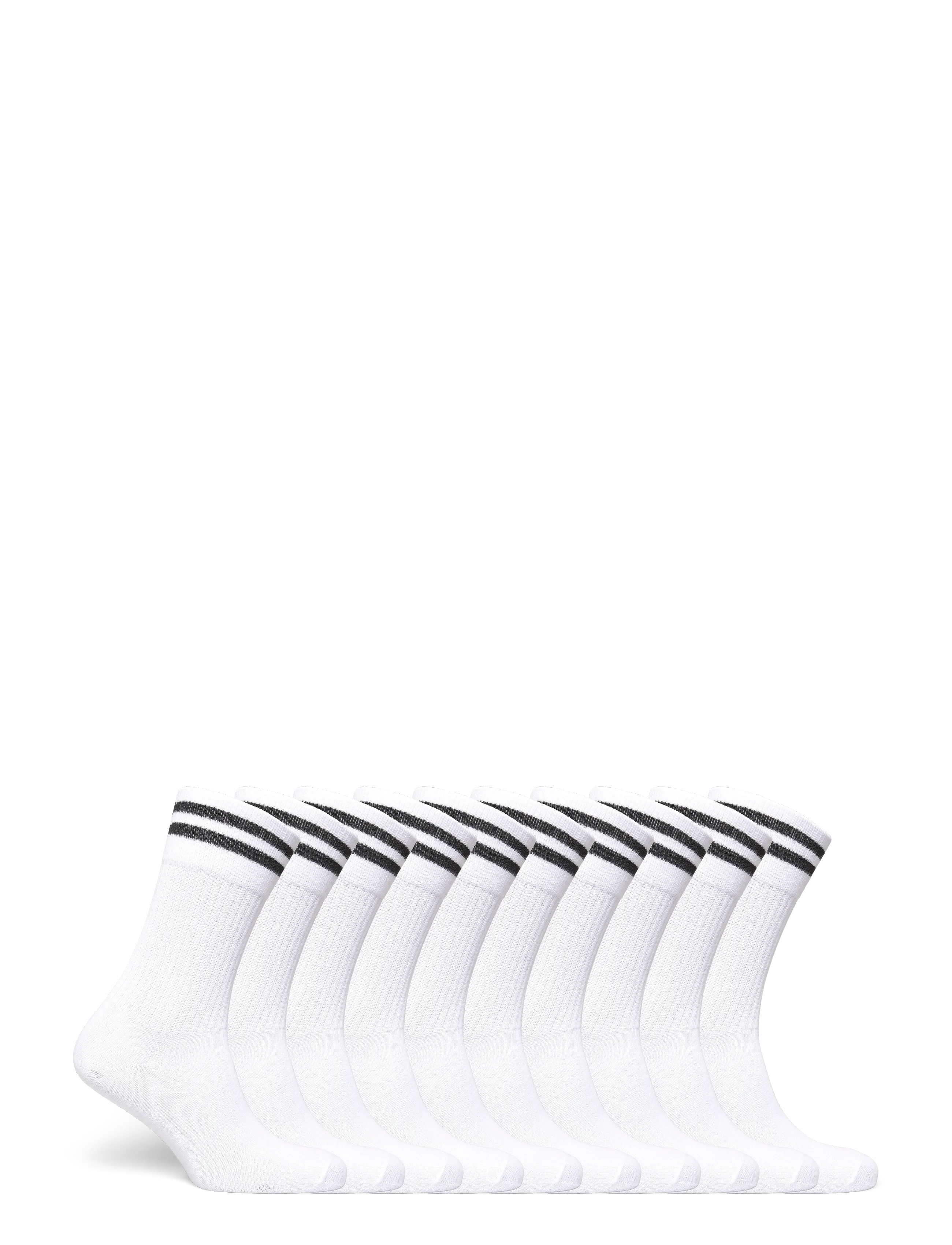 ZEBDIA - 10-PK Tennis Socks with Stripes - laveste priser - white w/black stripes - 1