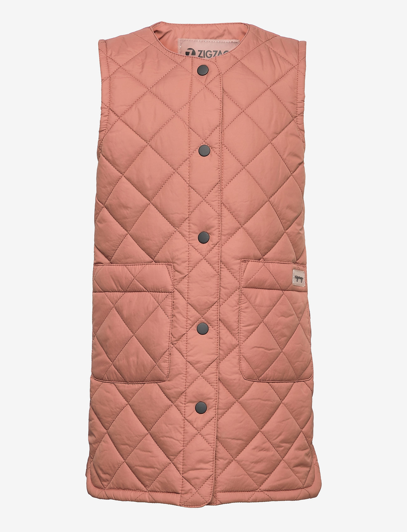ZigZag - Maggie Long Quilted Vest - barn - nutmeg - 0