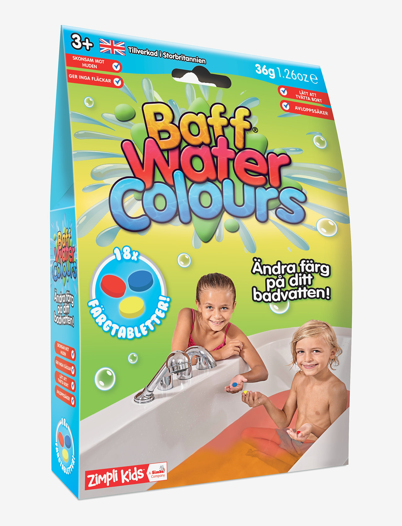 ZIMPLI Kinder Baff Water Colours - 18 Pack Patterned - One Size - Kinder
