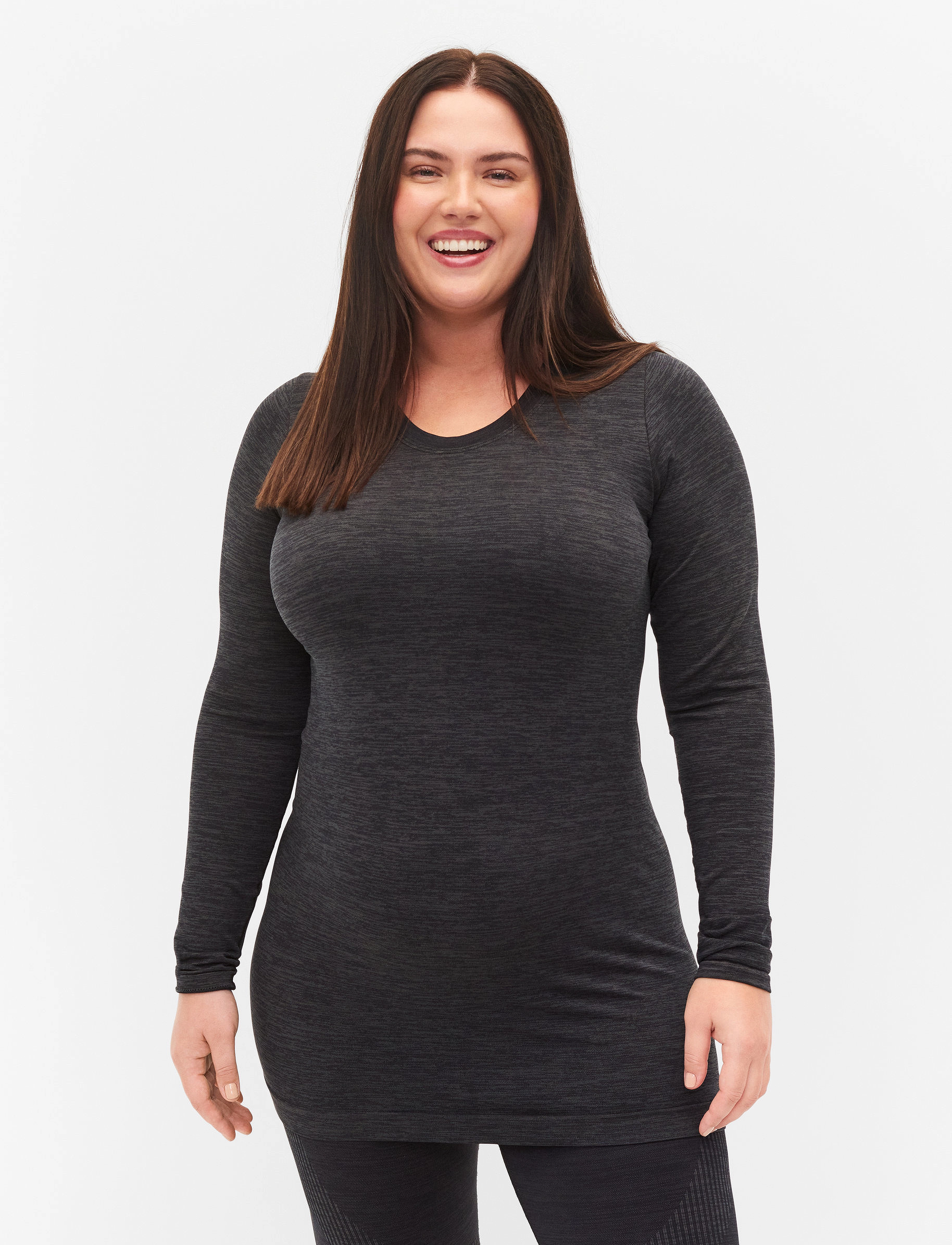 Zizzi - AFAN, L/S, SEAMLESS TOP - dark grey - 3