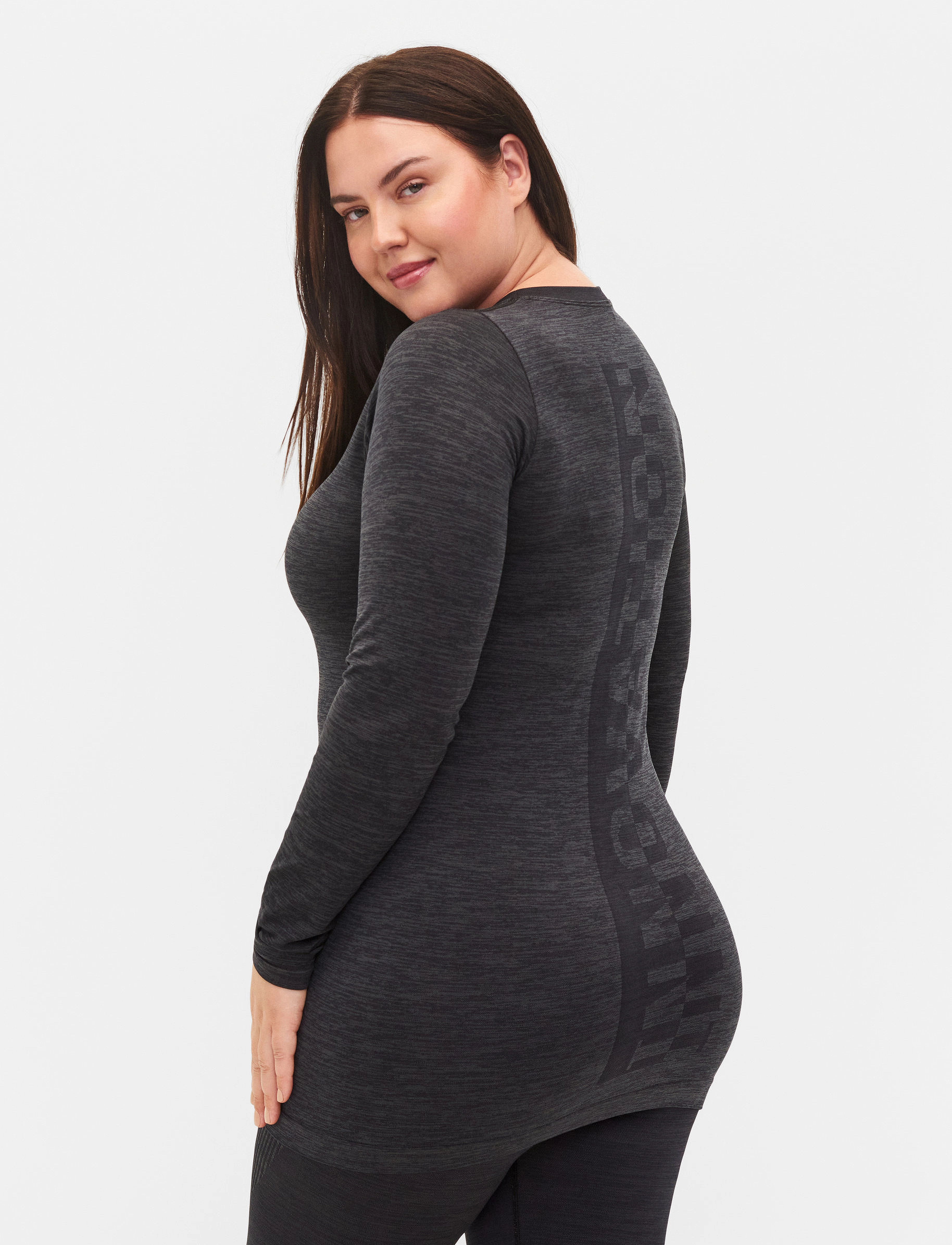 Zizzi - AFAN, L/S, SEAMLESS TOP - dark grey - 4