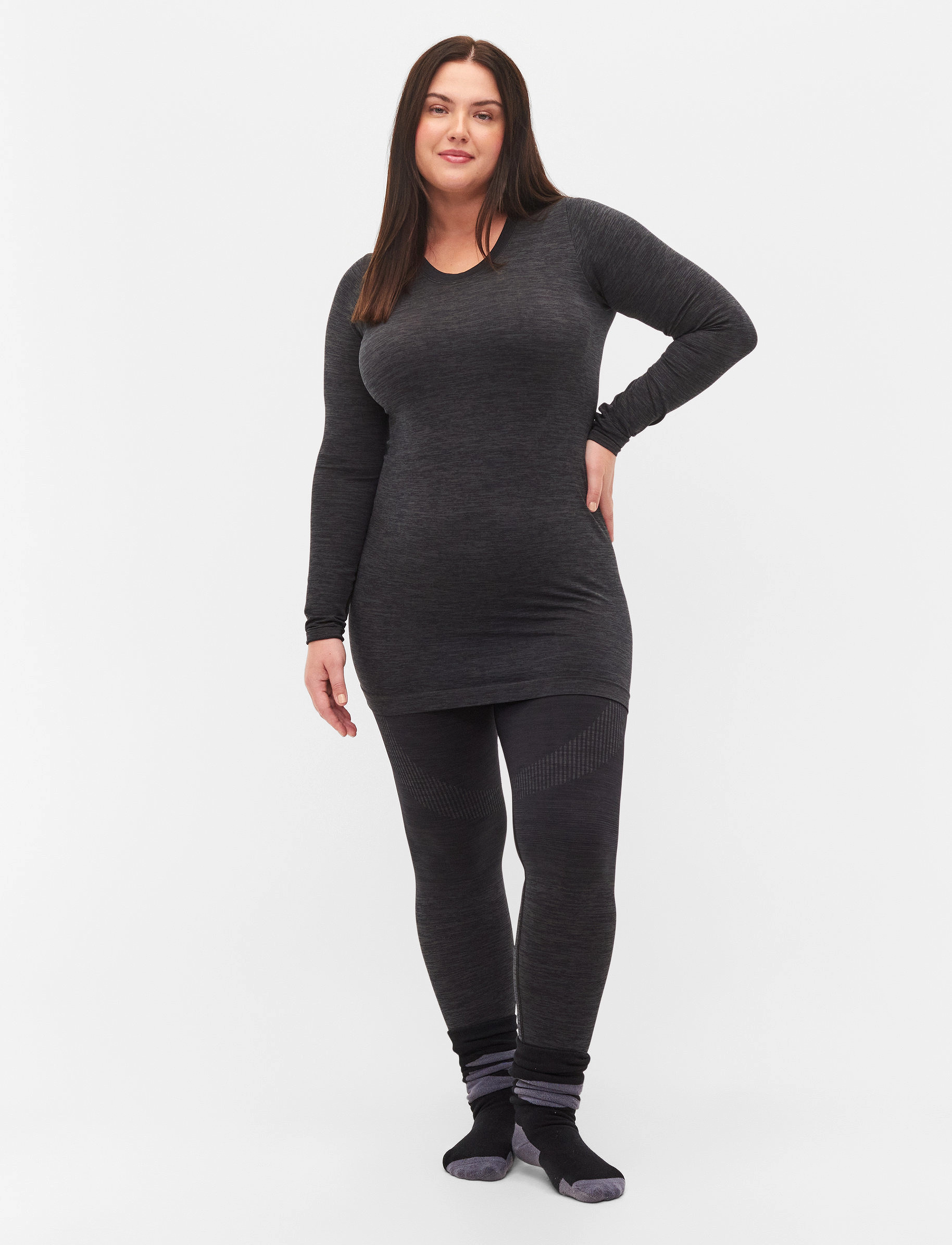 Zizzi - AFAN, L/S, SEAMLESS TOP - dark grey - 5