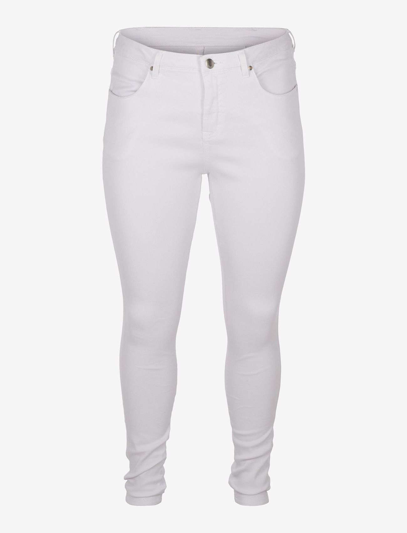Zizzi - JEANS, LONG, AMY - džinsa bikses ar šaurām starām - white - 0
