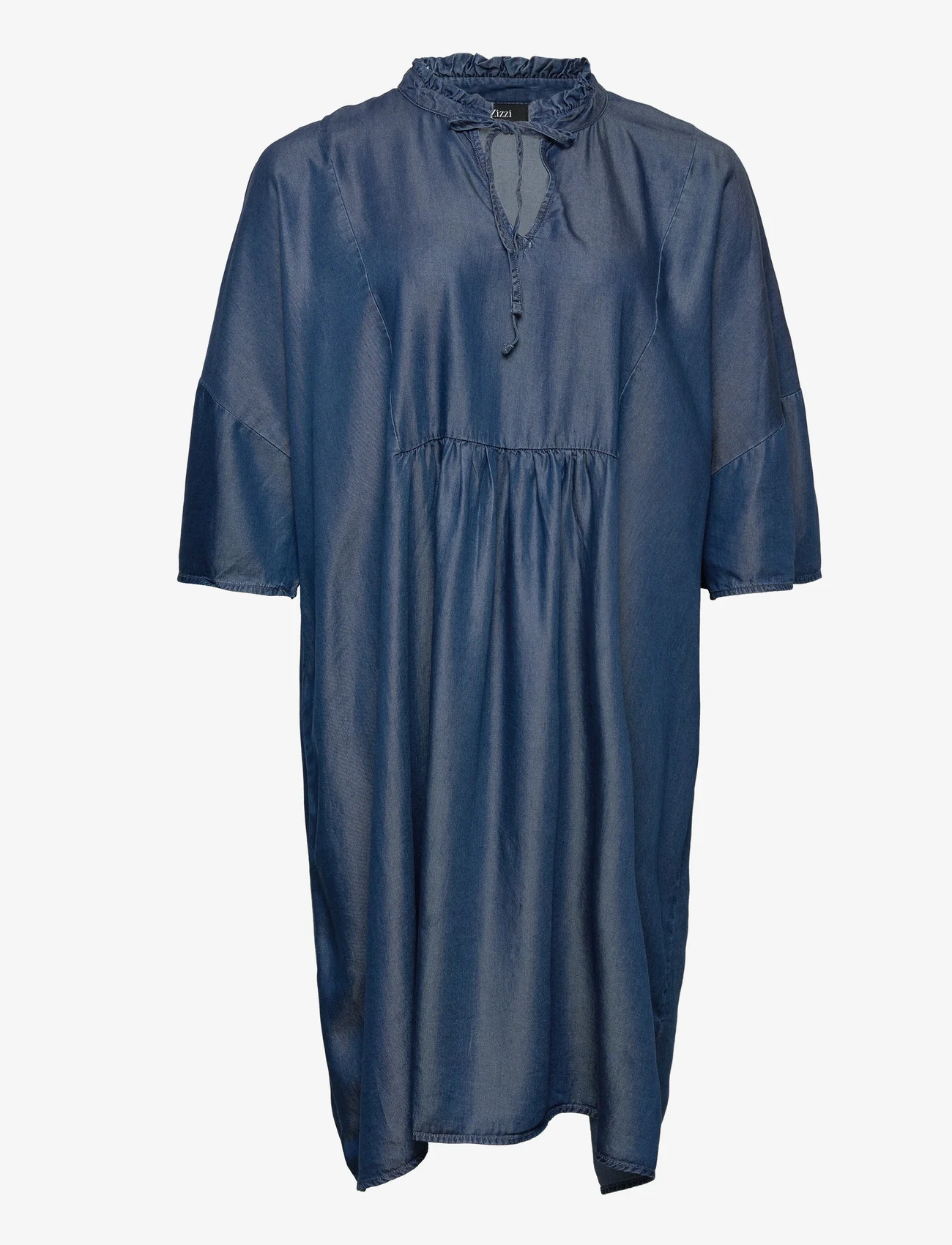 Zizzi - JFRIGG, 3/4, KNEE DRESS - midi kjoler - blue denim - 0
