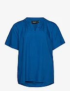 MARLEY, S/S, BLOUSE - BLUE