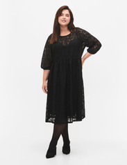 Zizzi - MJUNA, 3/4, BLK DRESS - lace dresses - black - 4
