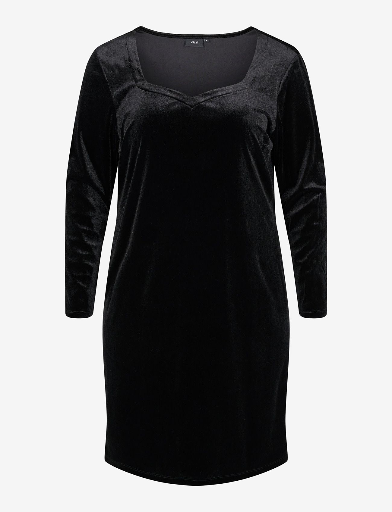 Zizzi - MLIVIA, L/S, ABK DRESS - t-shirtklänningar - black - 0