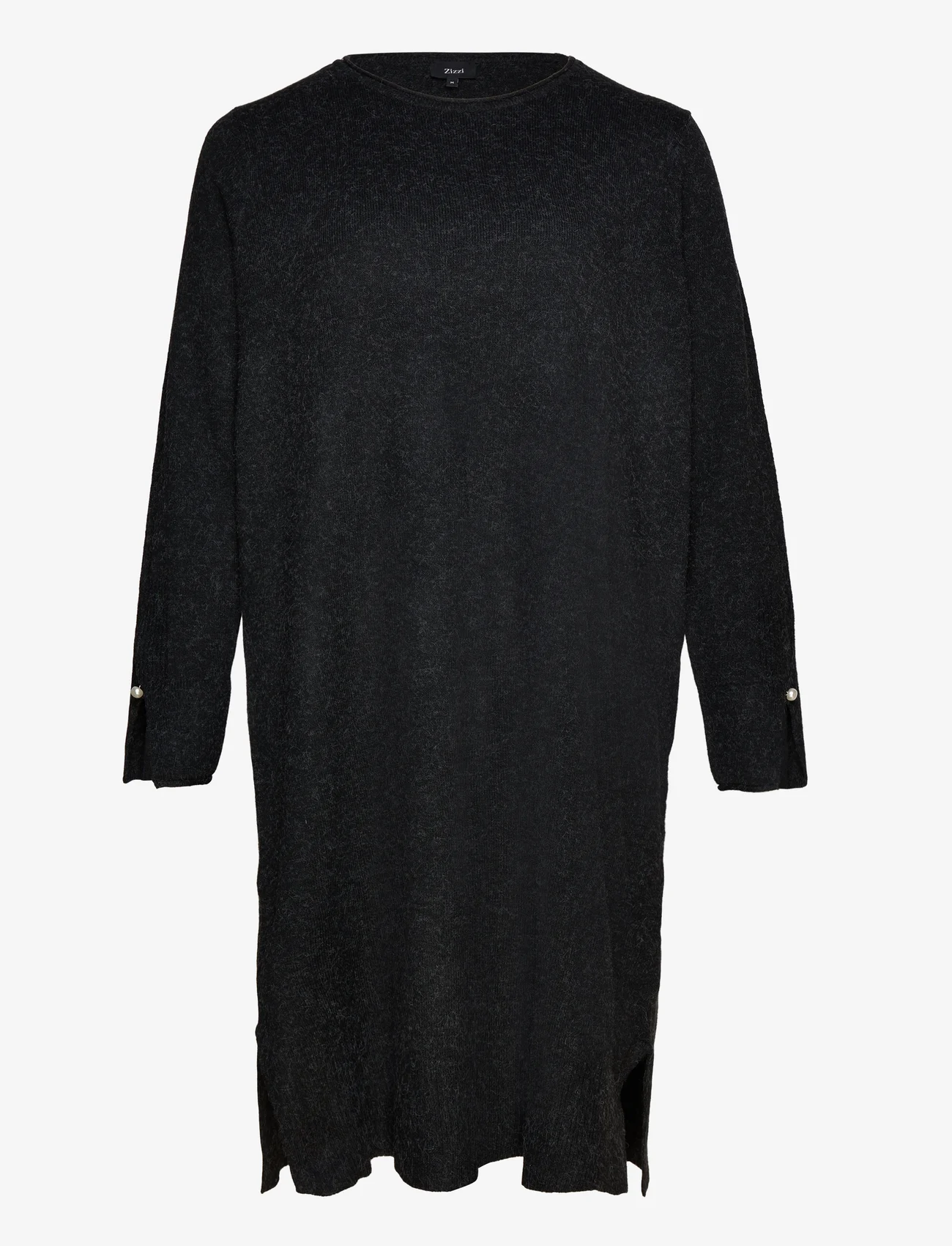 Zizzi - MSUNNY, L/S, ABK DRESS - strikkede kjoler - dark grey - 0
