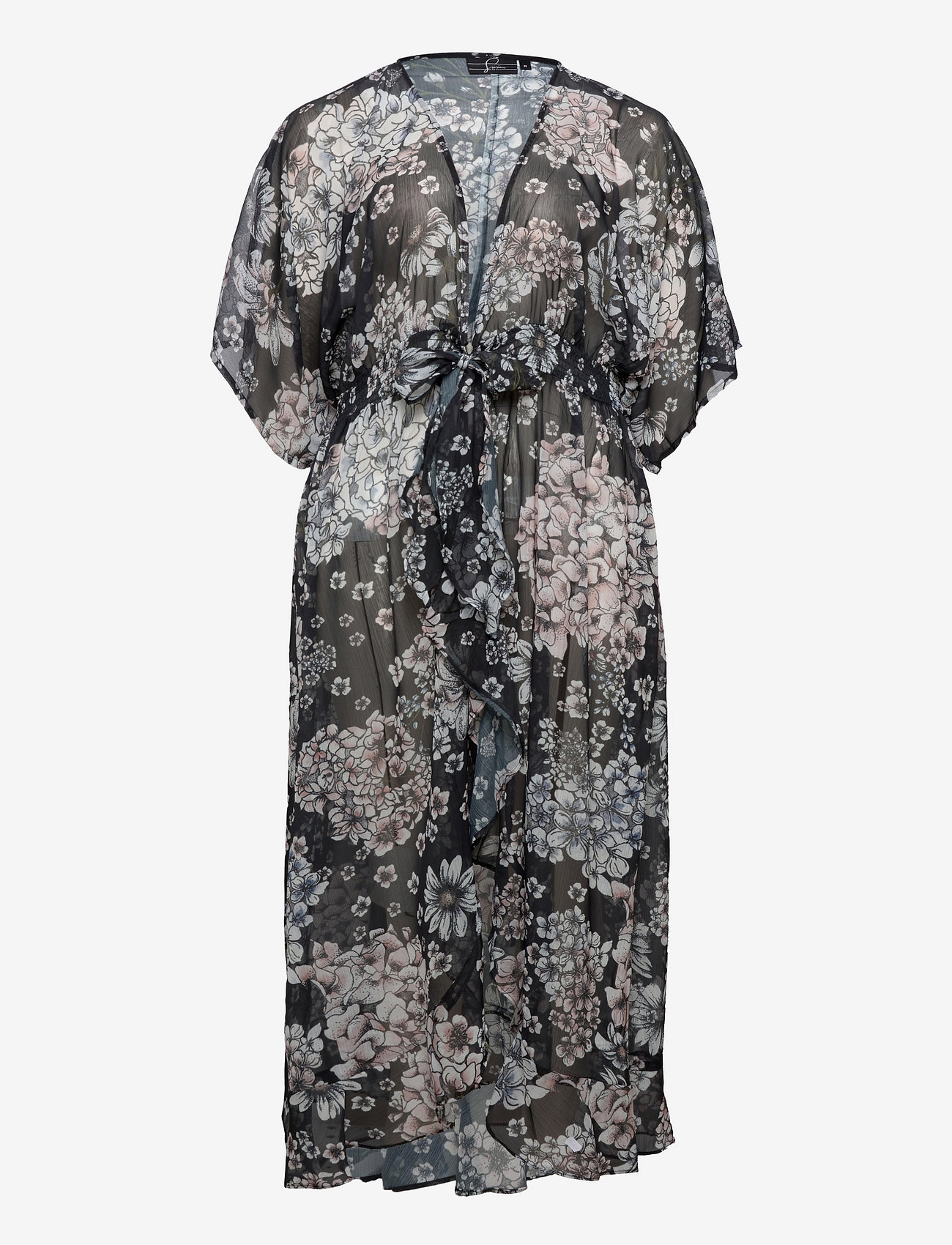 Zizzi - SERI, S/S, LONG KIMONO - small flower print - 0