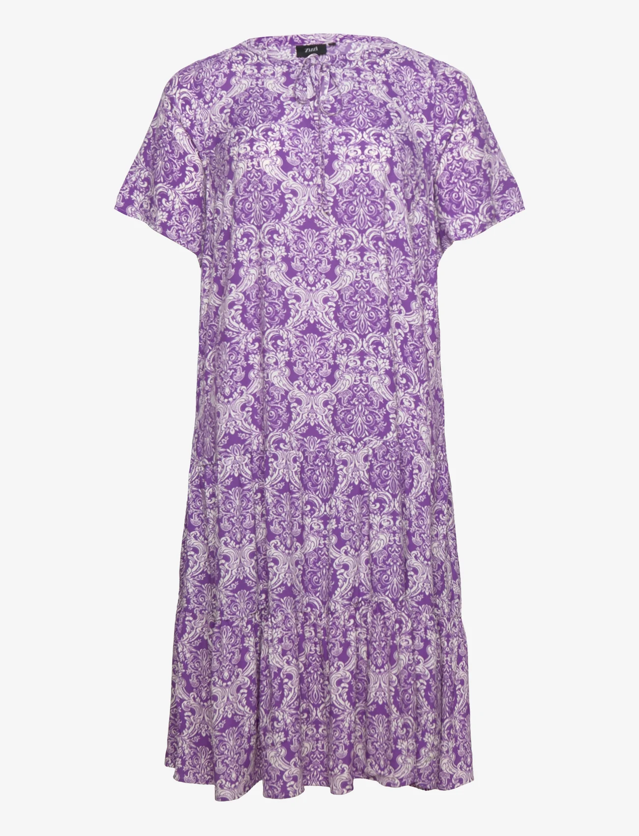 Zizzi - VBELLA, S/S, BLK DRESS - summer dresses - purple - 0
