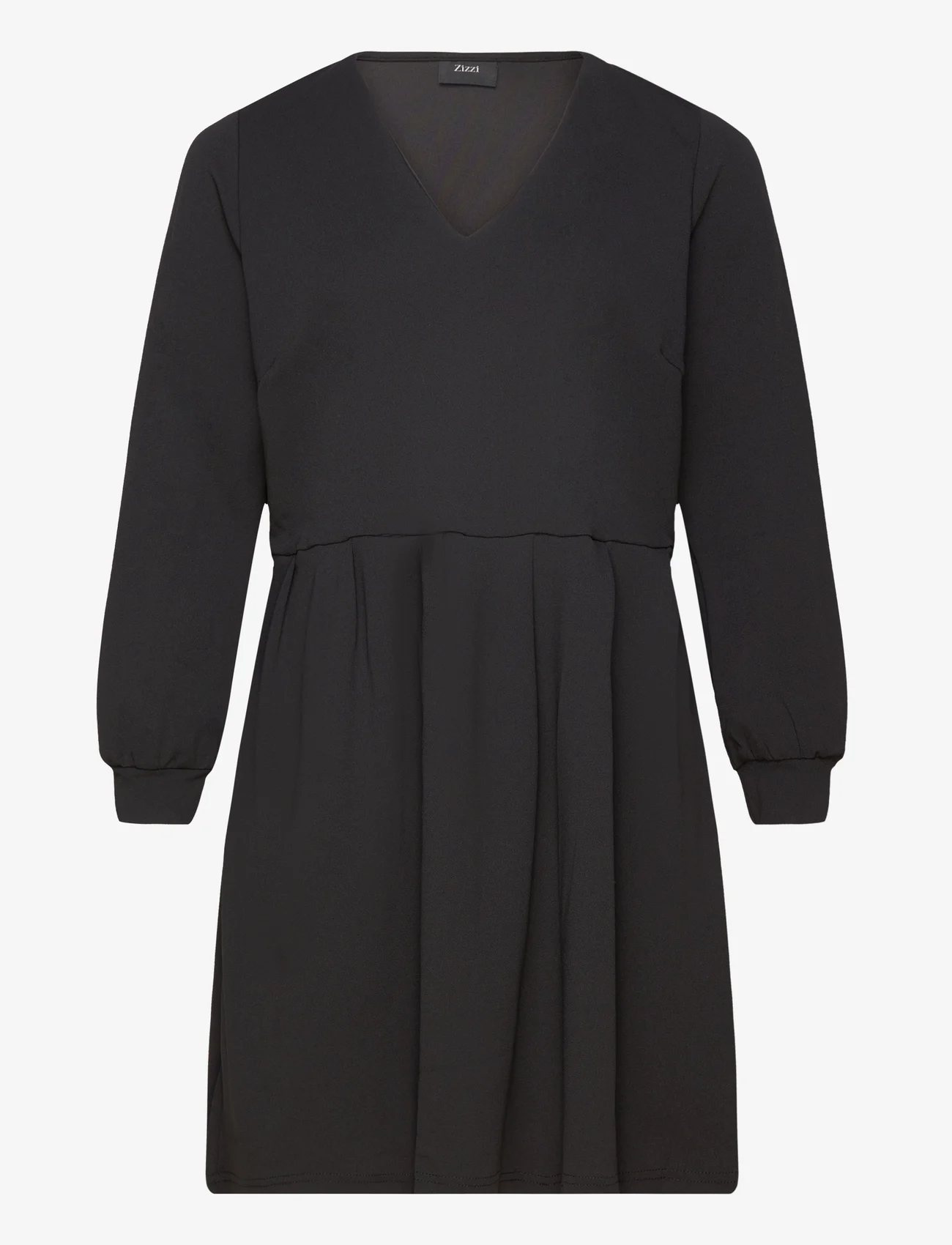 Zizzi - VLESLIE, L/S, ABK DRESS - korta klänningar - black - 0