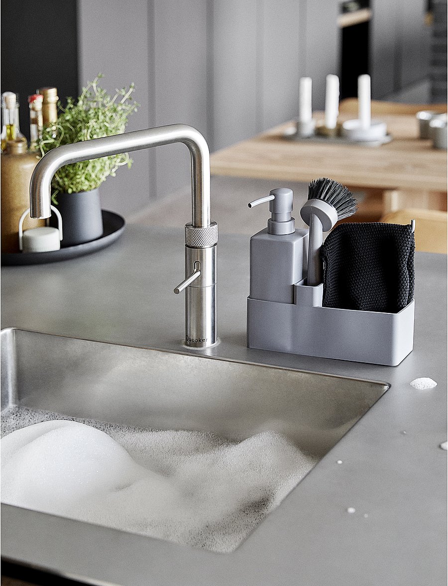 Zone Denmark - Dishwashing set w cloth - tücher & spülbürste - grey - 0