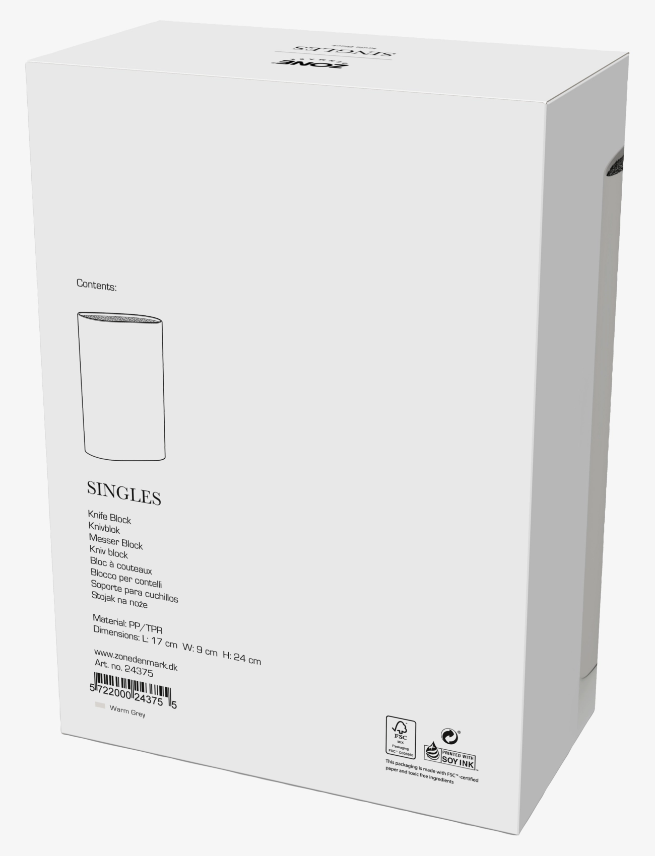 Zone Denmark - Knife block Singles - veitsitelineet - varm grey - 2