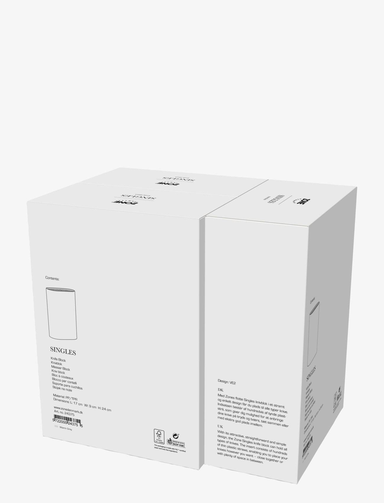 Zone Denmark - Knife block Singles - veitsitelineet - varm grey - 4