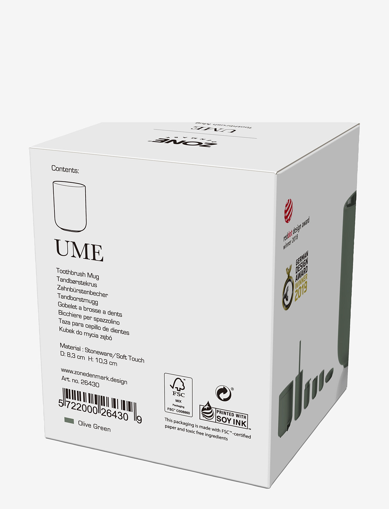 Zone Denmark - Tandbørstekrus Ume - køb efter pris - olive green - 2