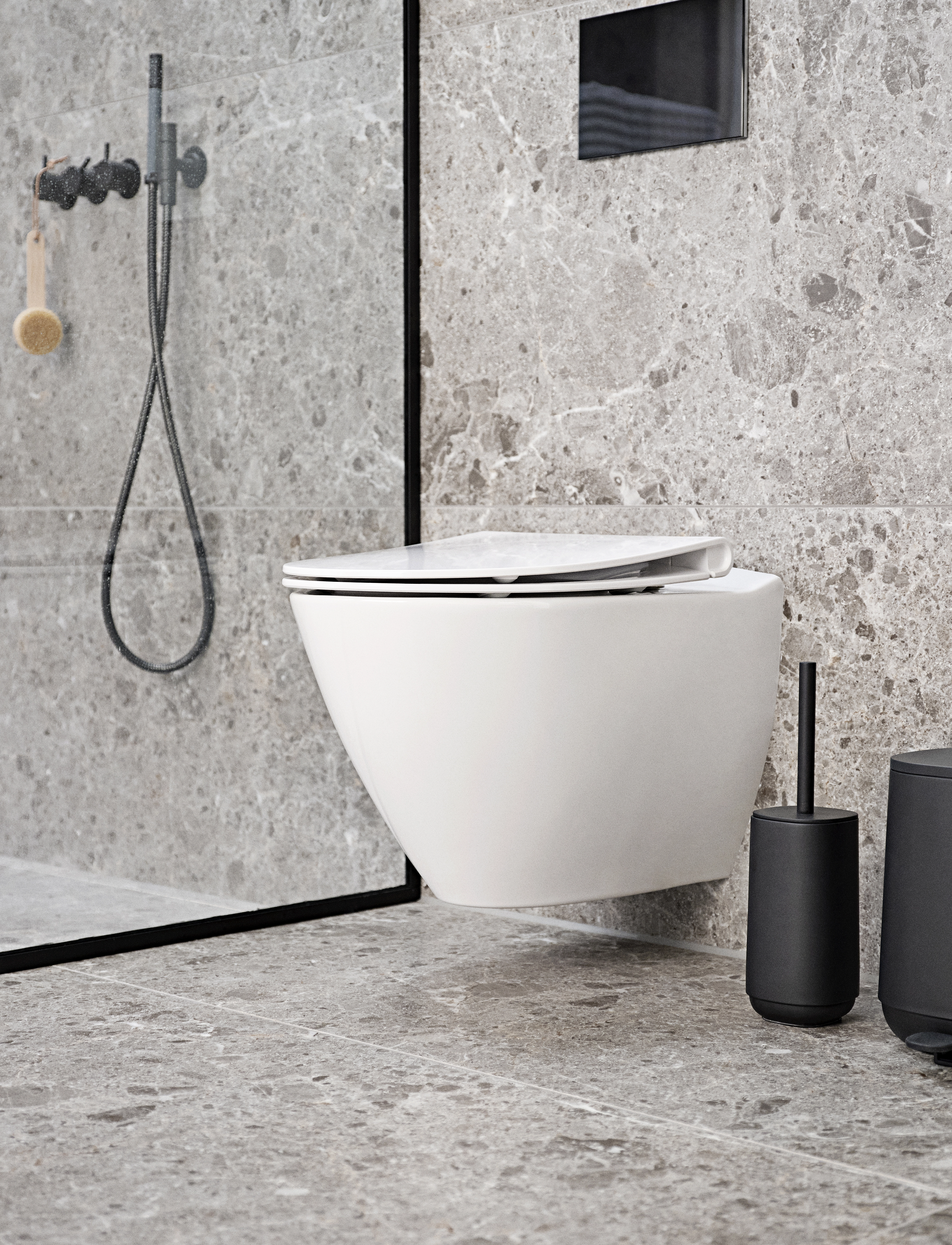 Zone Denmark Toiletbørste Time, 10.5X10.5X36 cm, Black, Badeværelsesinteriør > Toiletbørster, Unisex