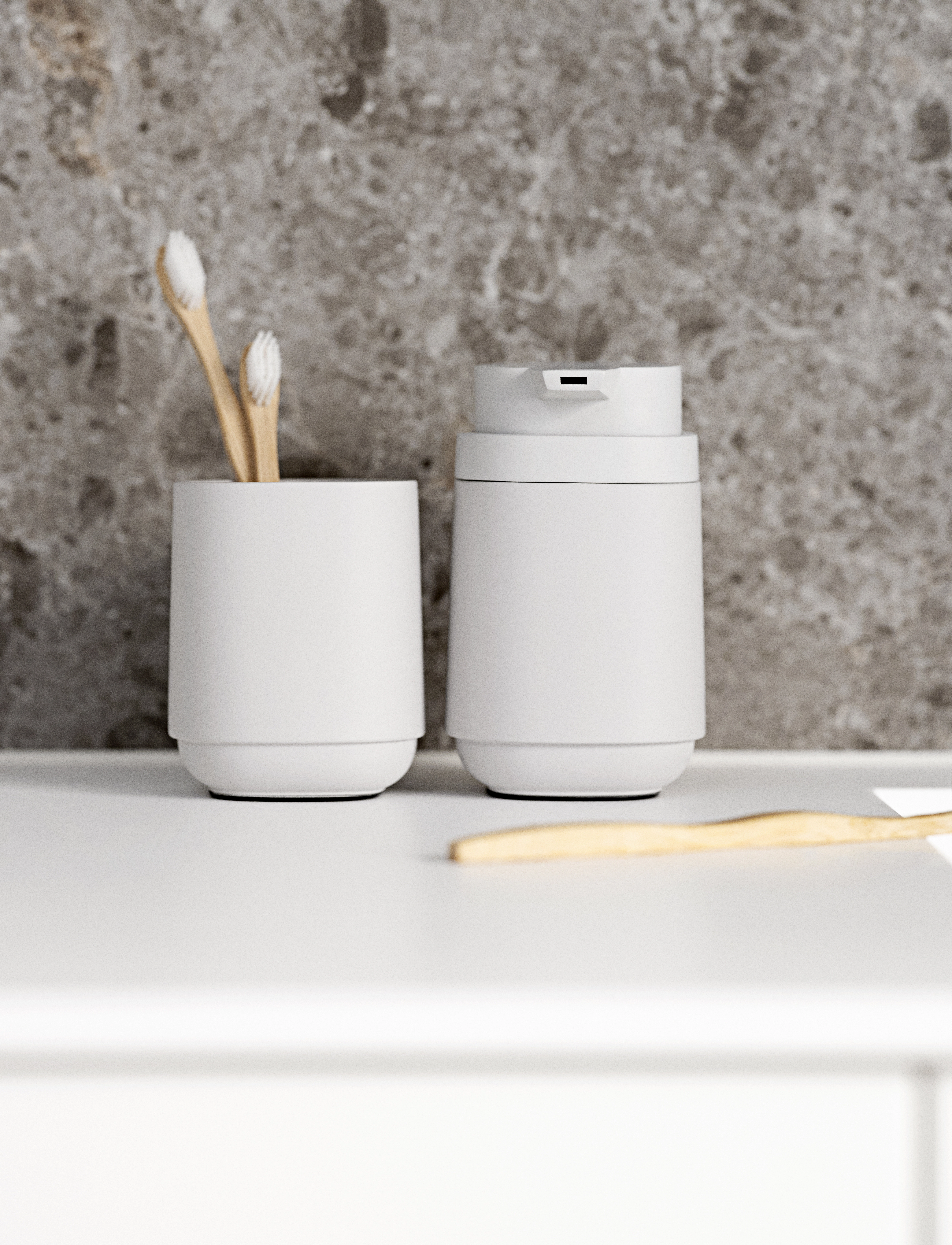 Zone Denmark Tandbørstekrus Time, 8X8X9.5 cm, Bathroom Interior, Grau - Toothbrush Holder, Homeware