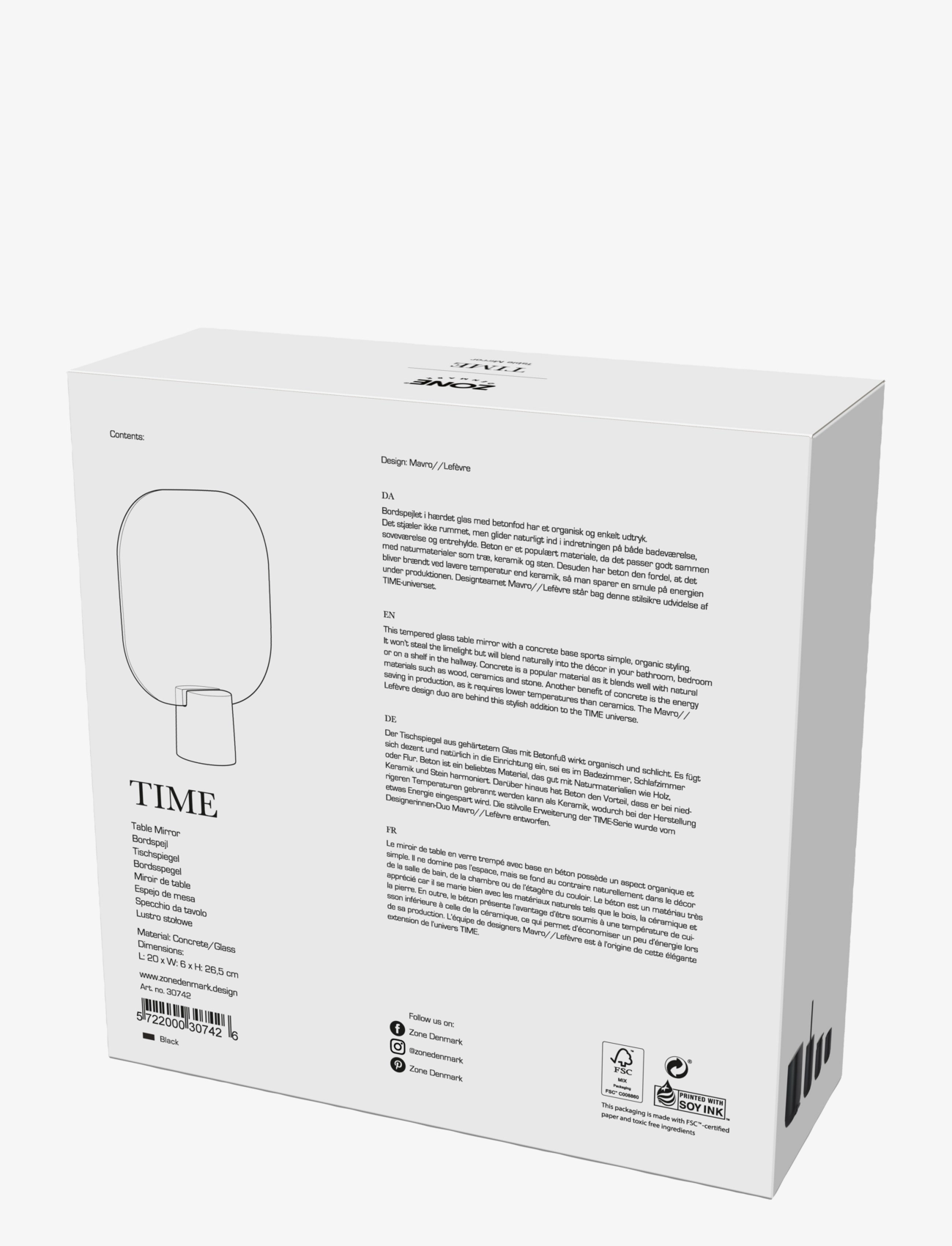 Zone Denmark - Bordsspegel Time - black - 2