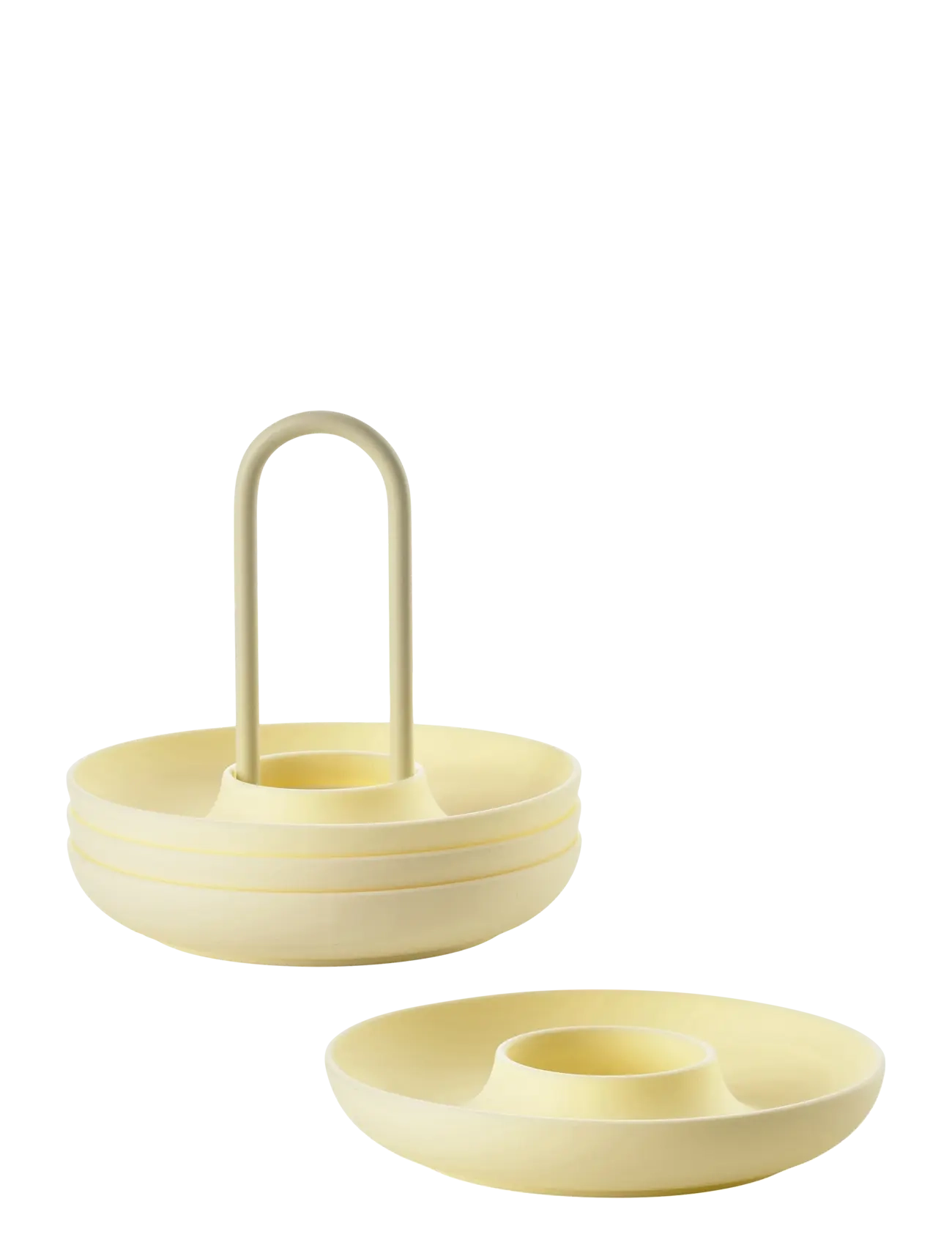 Zone Denmark Egg cup w. holder Singles 4 pcs - Geschirr - LIMESTONE / yellow
