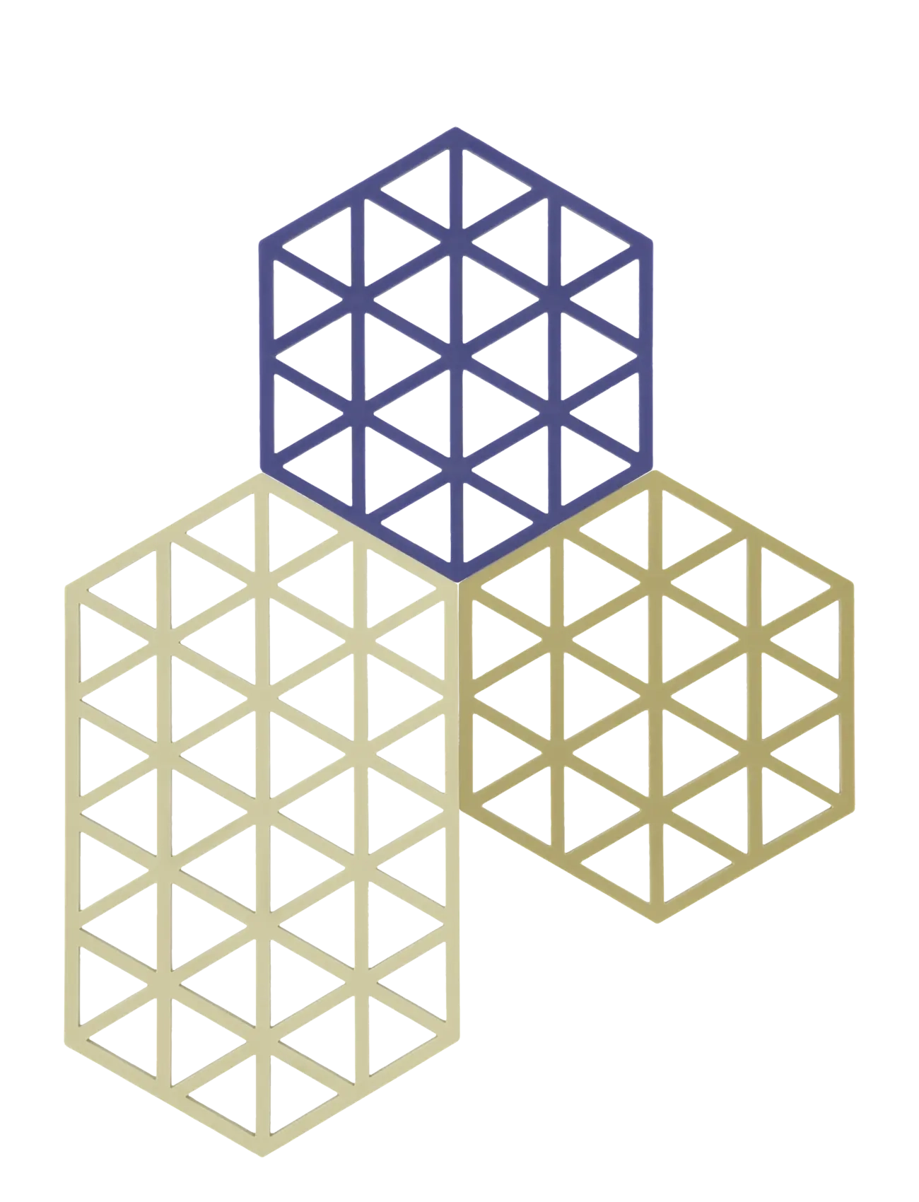 Zone Denmark Bordskåner Triangles 3 Stk., 24X 14X 2.5 cm, Dining & Table Accessories, Mehrfarbig/gemustert - Coasters, Homeware