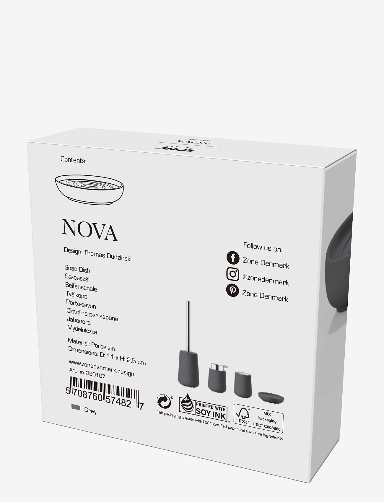 Zone Denmark - Sæbeskål Nova - laveste priser - grey - 3