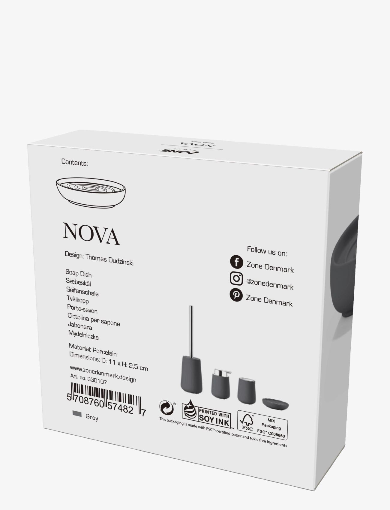Zone Denmark - Soap dish Nova - alhaisimmat hinnat - grey - 3