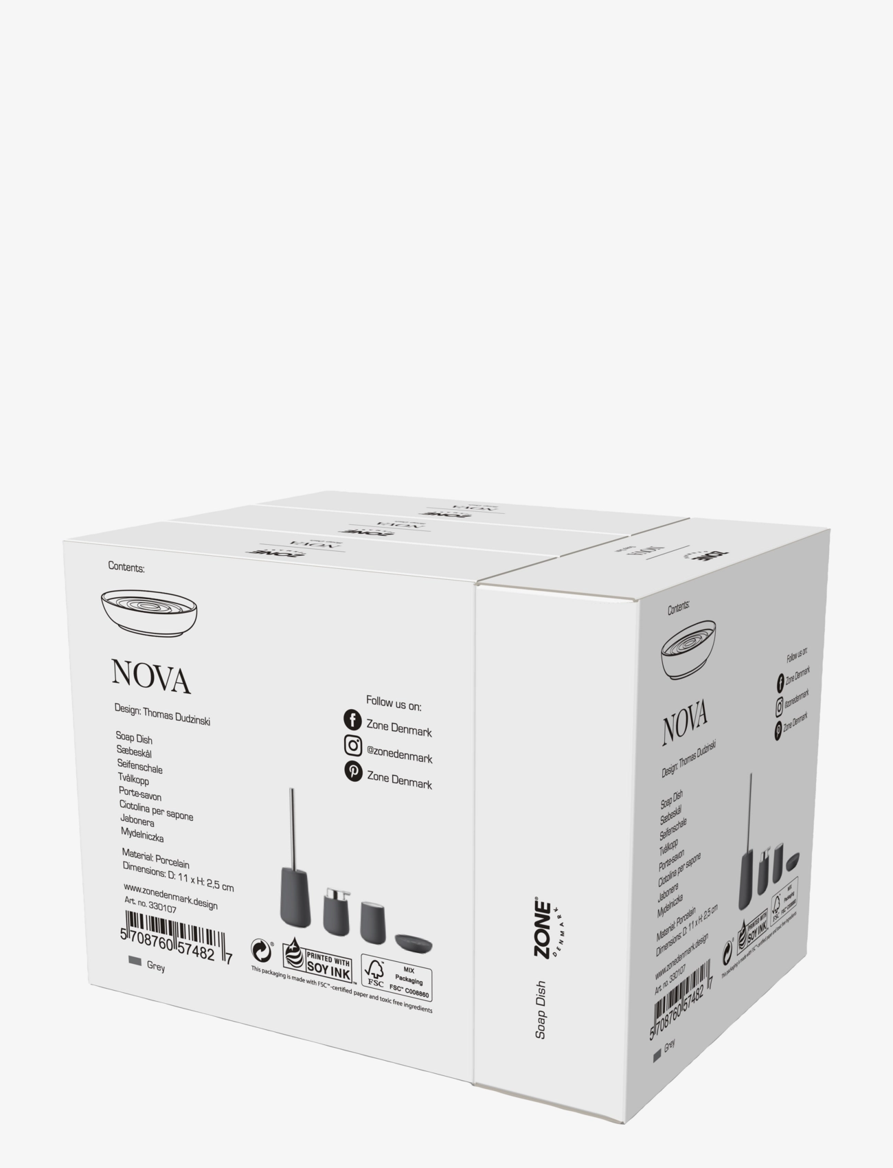 Zone Denmark - Soap dish Nova - alhaisimmat hinnat - grey - 5